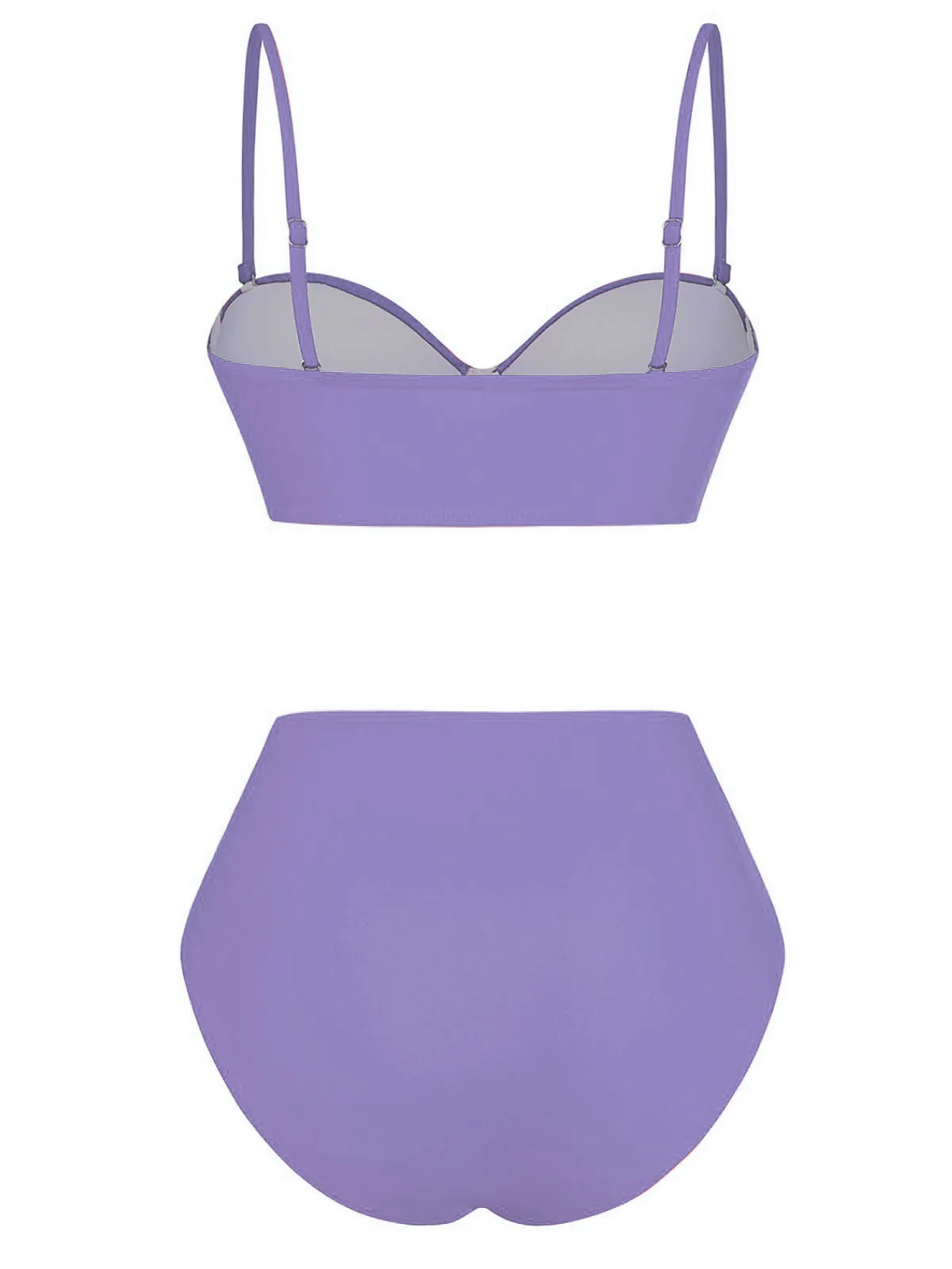 1940s Solid High-Waisted Ruched Bikini Set - Image 15