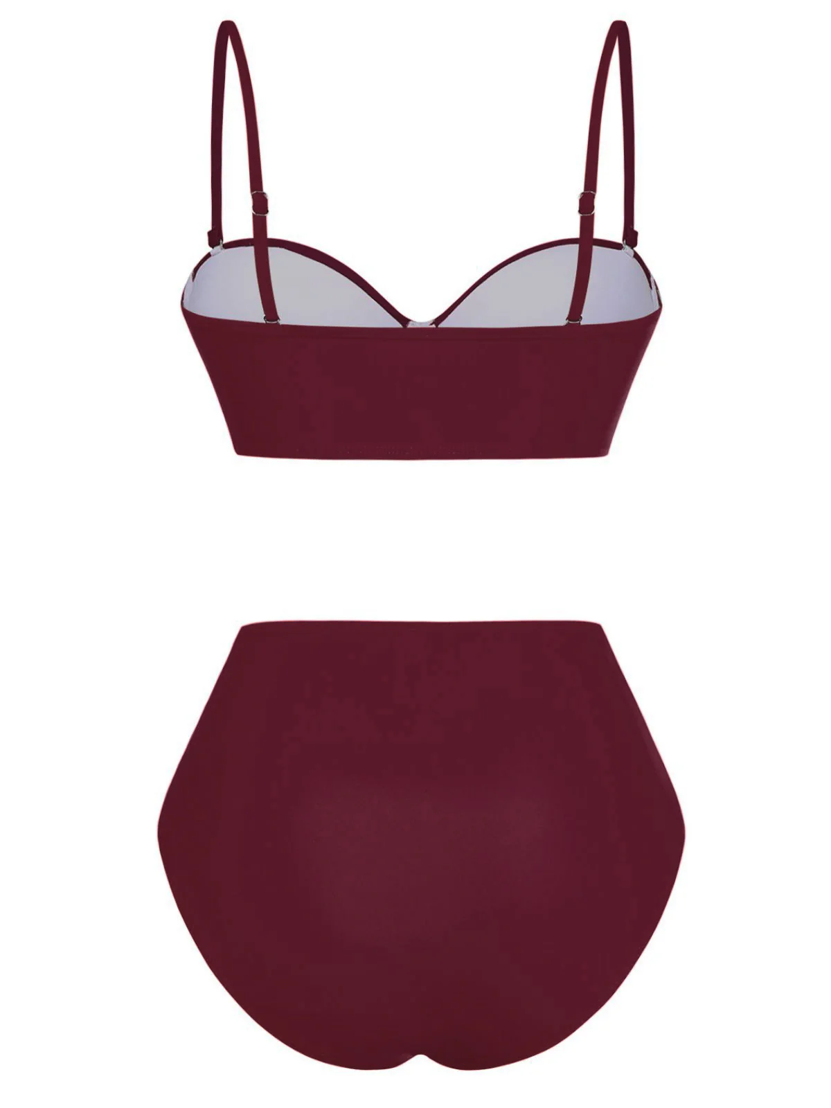 1940s Solid High-Waisted Ruched Bikini Set - Image 17