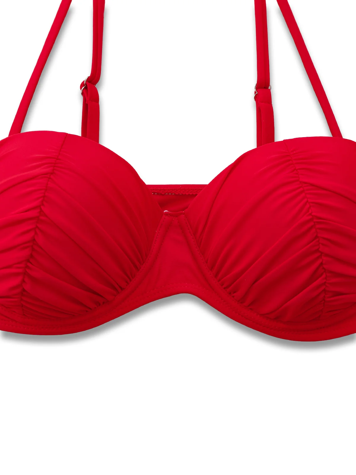 1940s Solid High-Waisted Ruched Bikini Set - Image 6