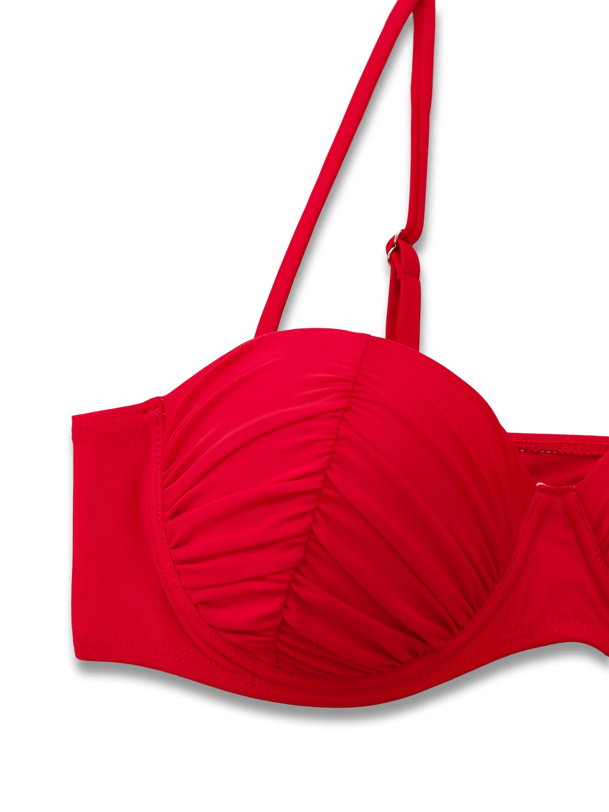 1940s Solid High-Waisted Ruched Bikini Set - Image 7
