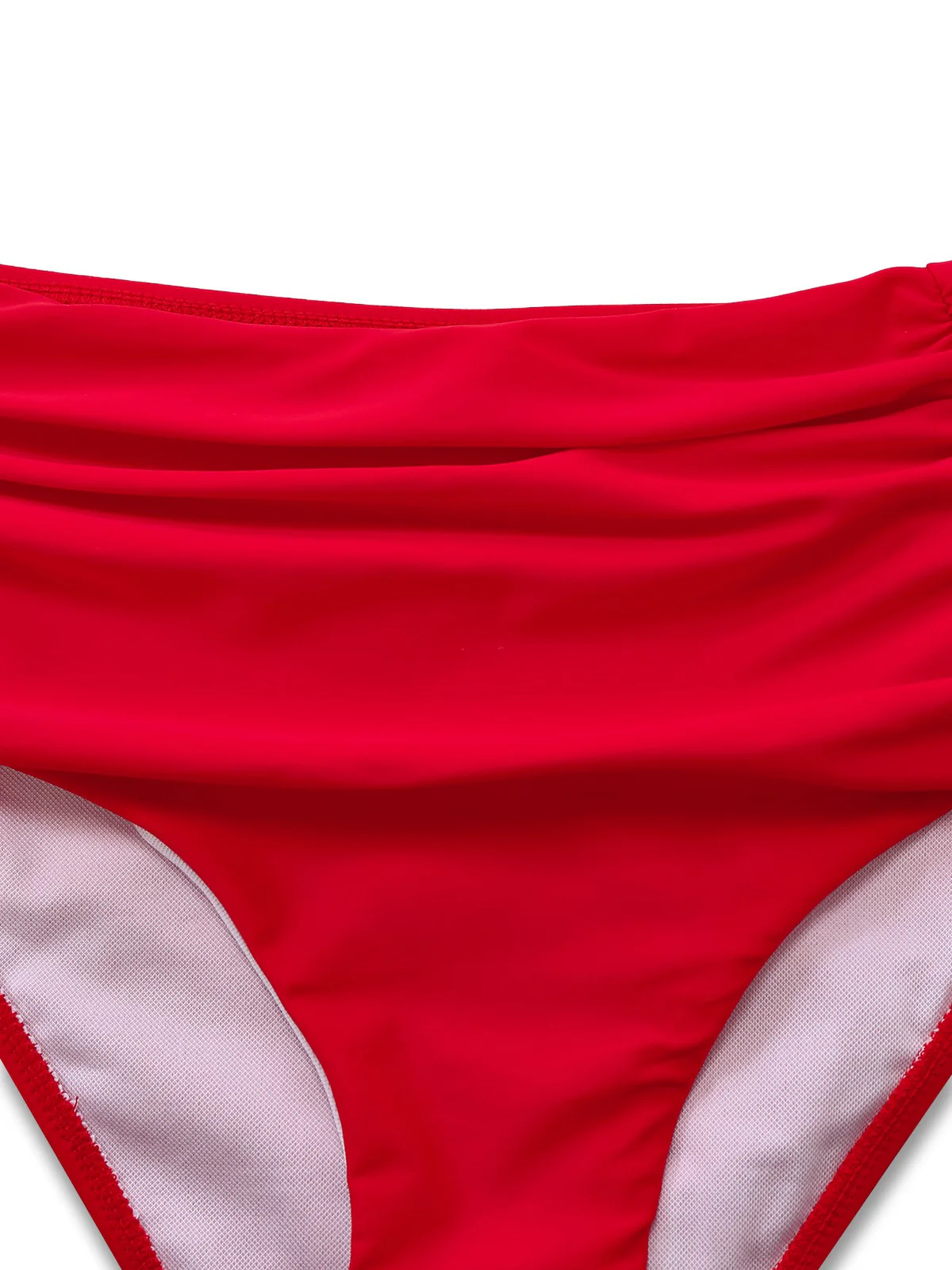 1940s Solid High-Waisted Ruched Bikini Set - Image 9