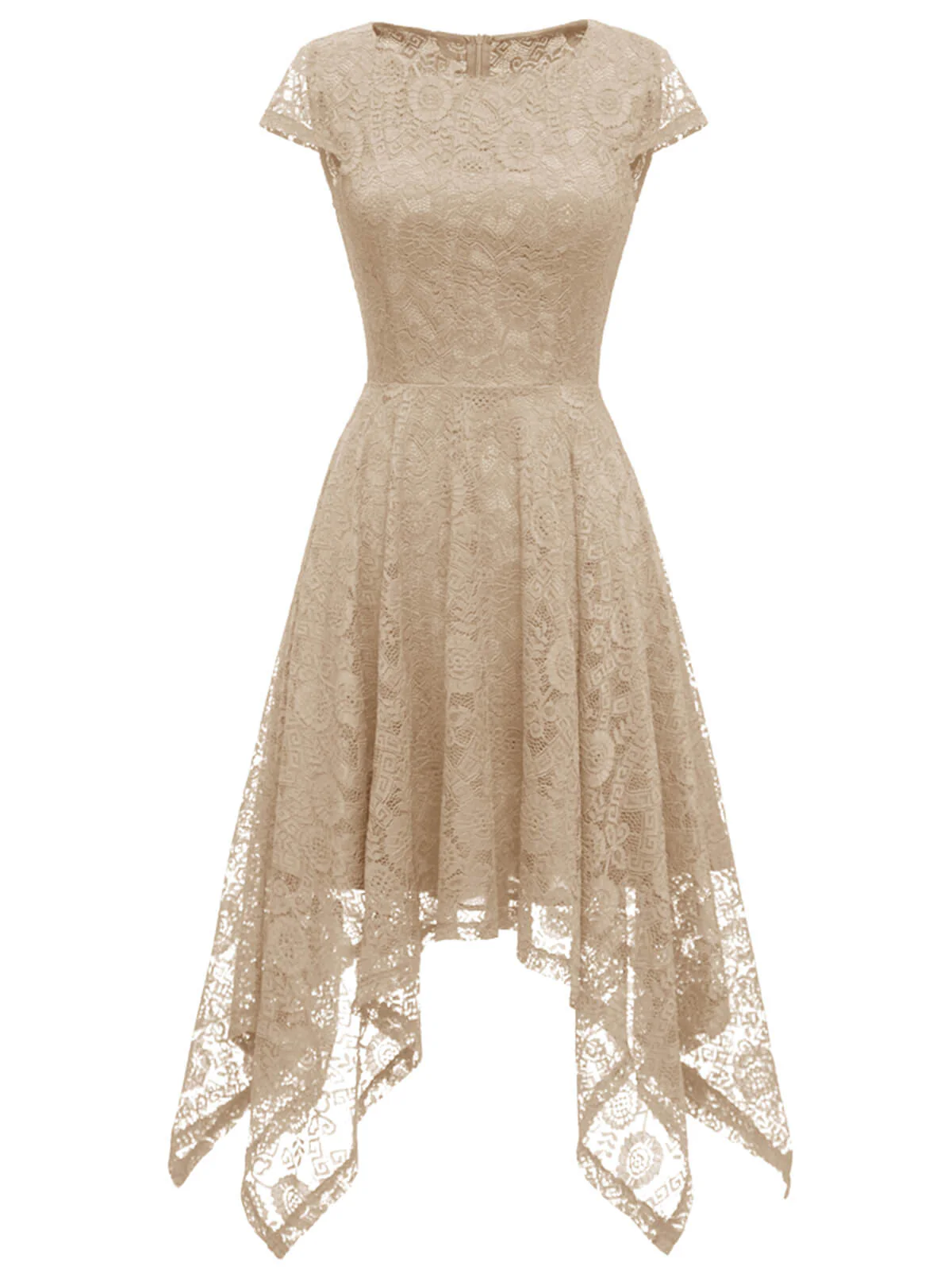 1940s Solid Irregular Hem Dress - Image 10
