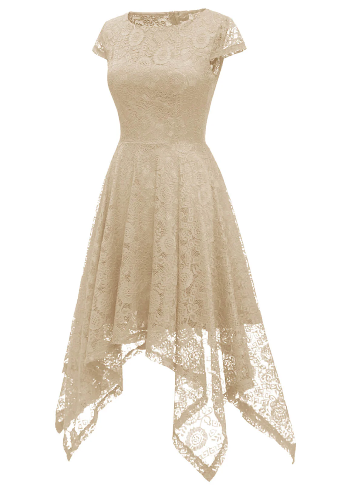 1940s Solid Irregular Hem Dress - Image 11