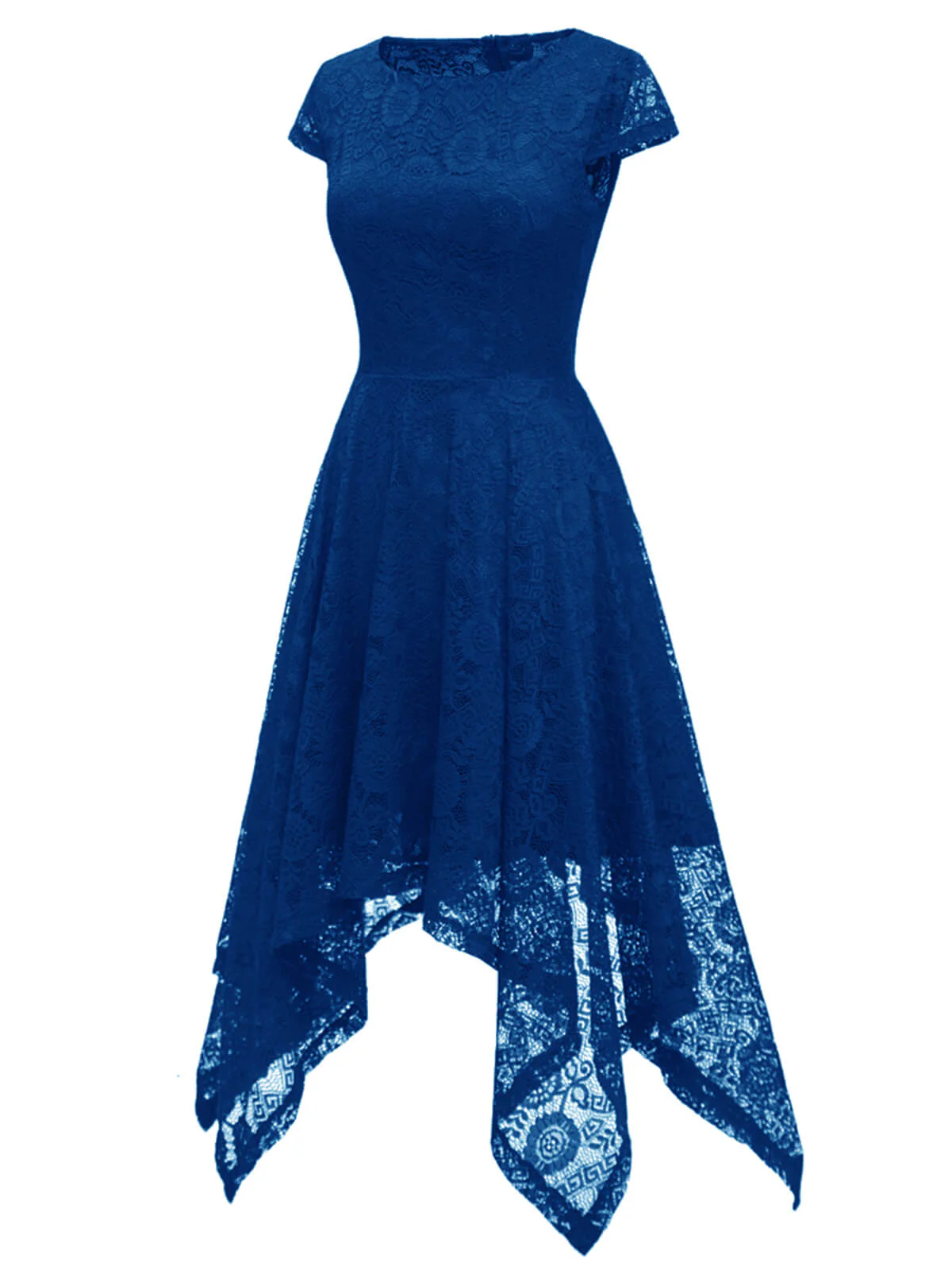 1940s Solid Irregular Hem Dress - Image 15