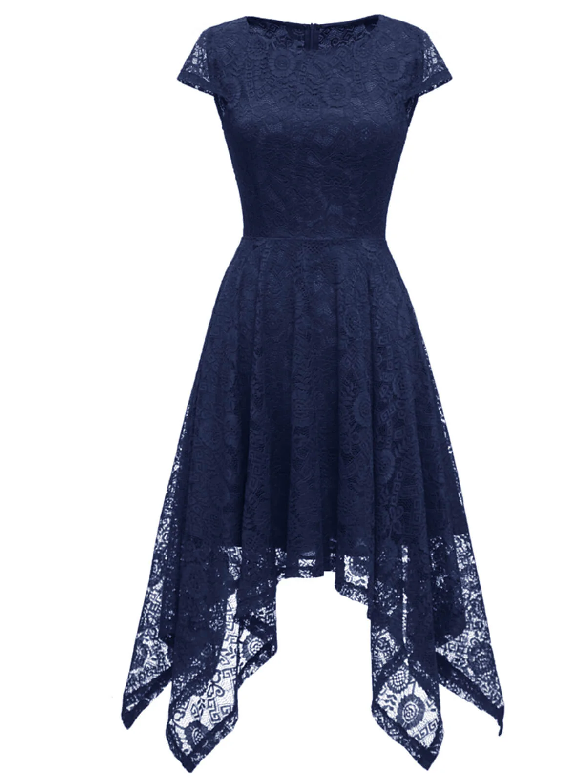 1940s Solid Irregular Hem Dress - Image 16