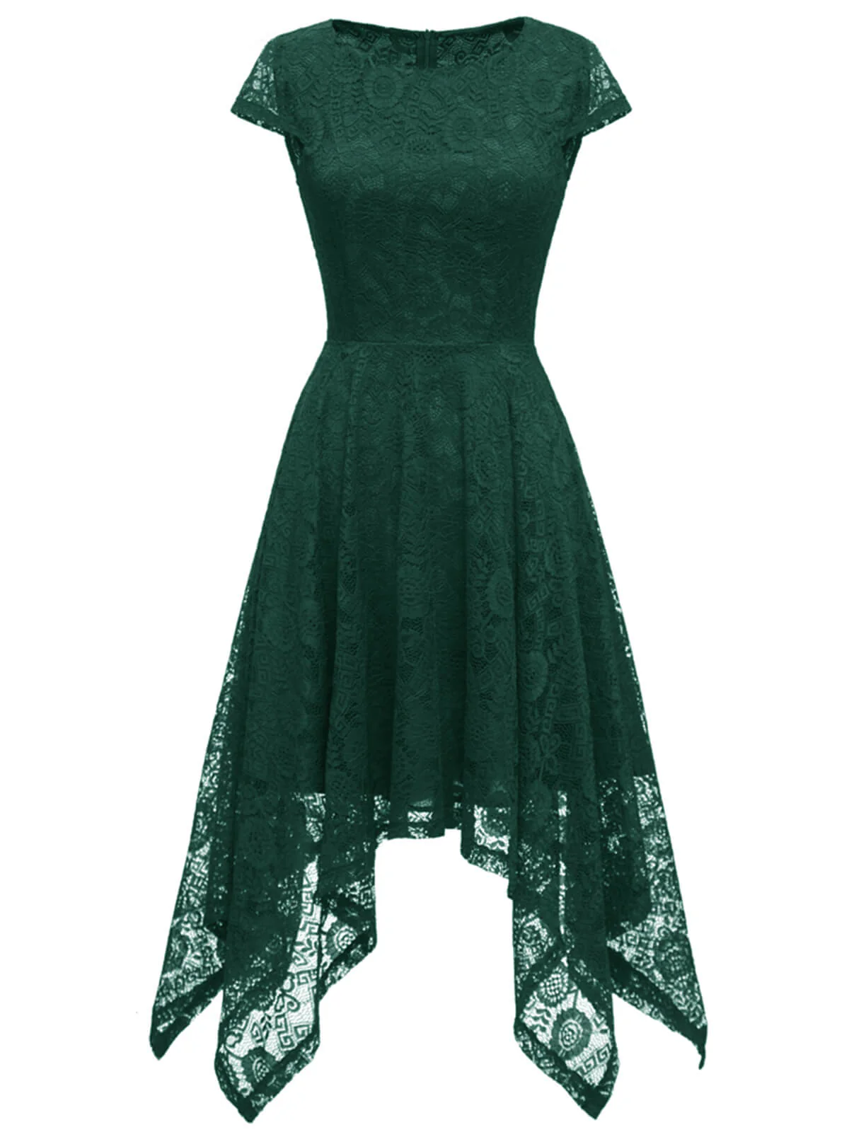 1940s Solid Irregular Hem Dress - Image 19
