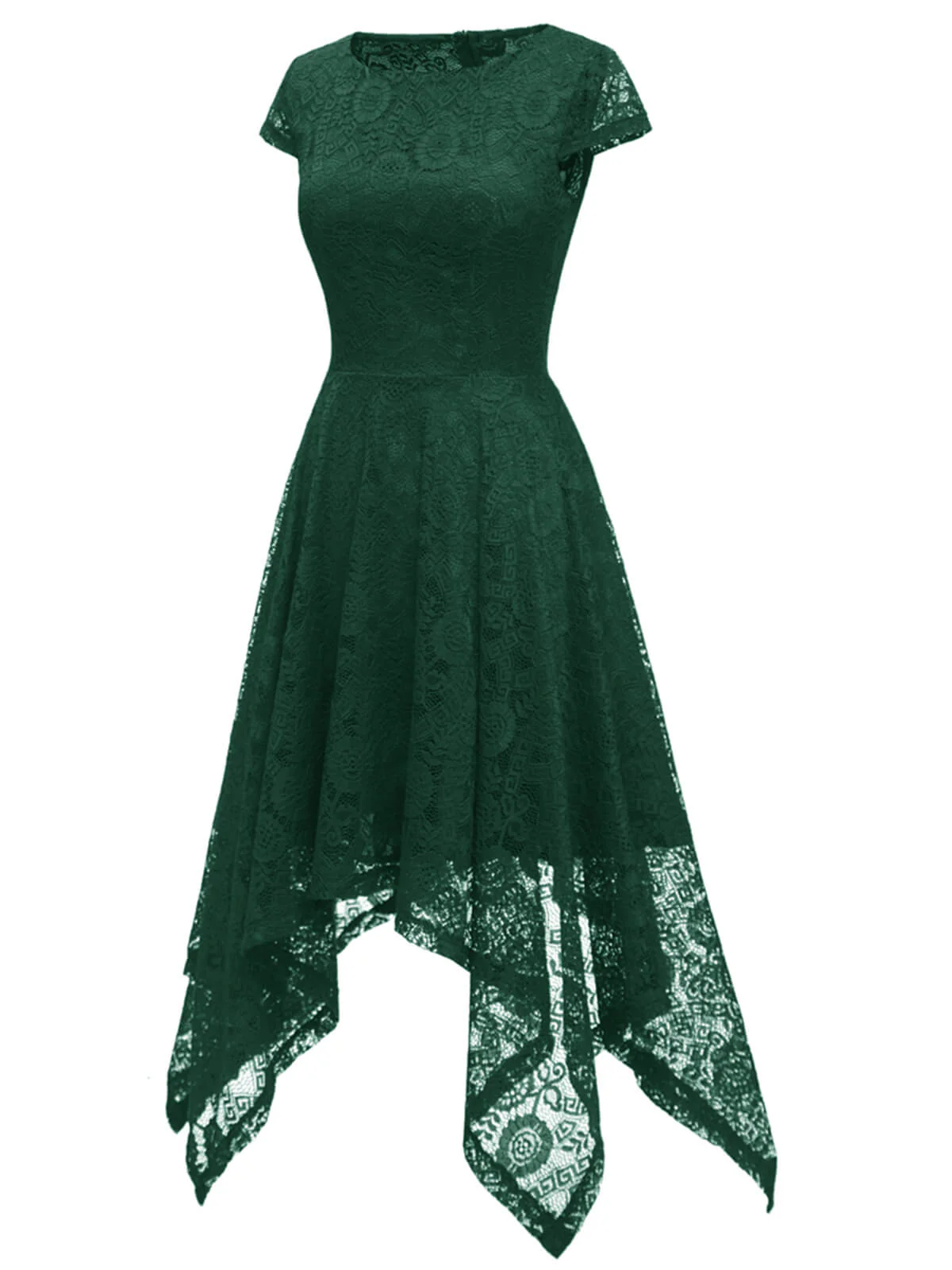 1940s Solid Irregular Hem Dress - Image 21