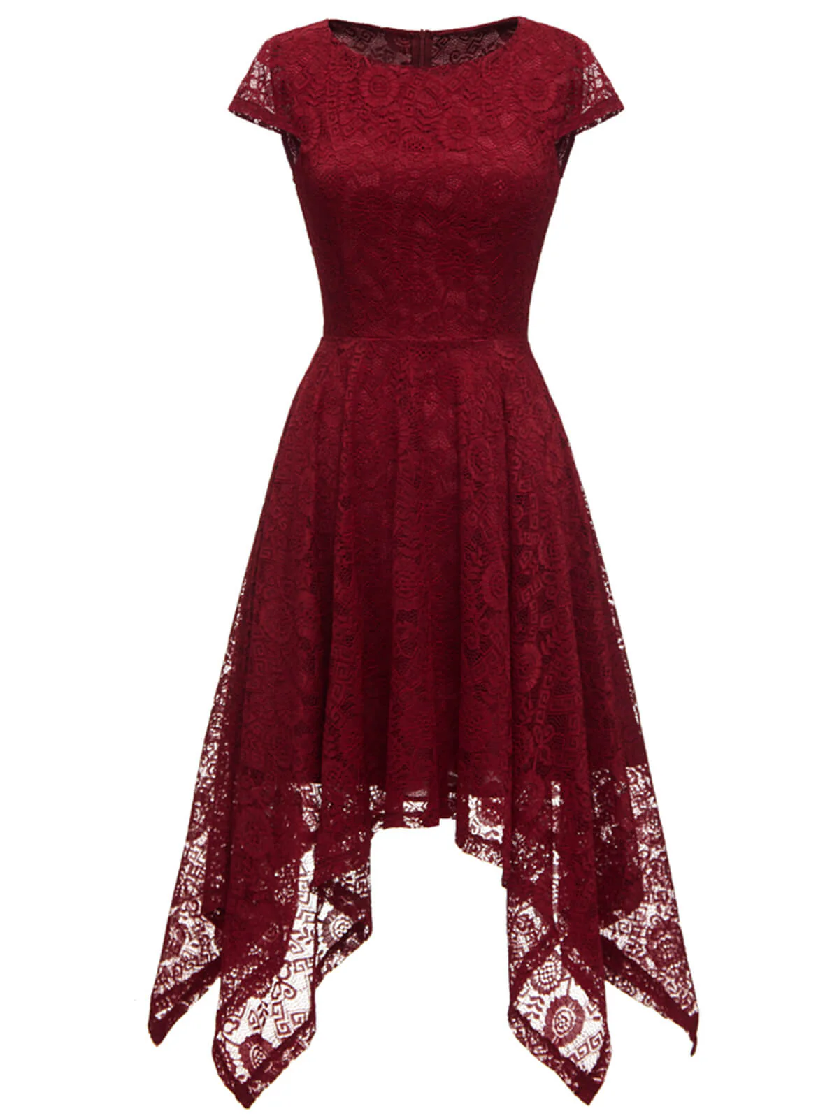 1940s Solid Irregular Hem Dress - Image 4