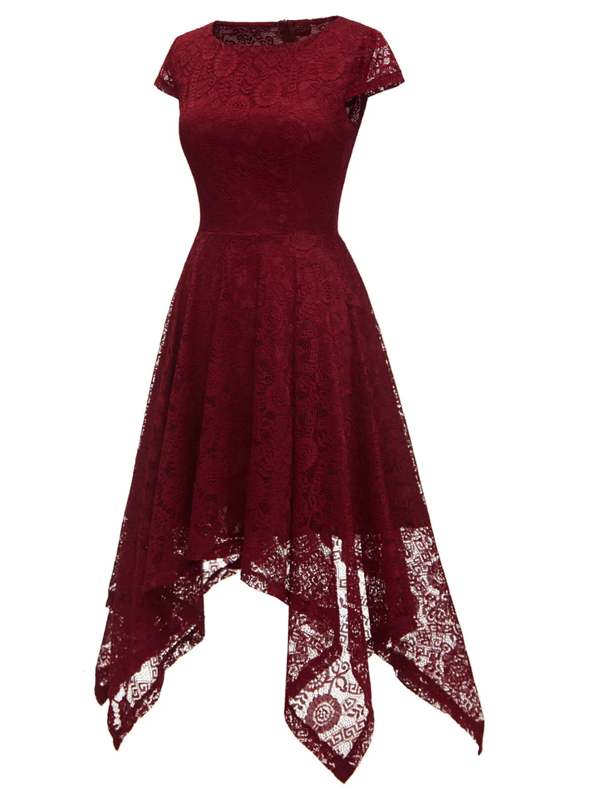 1940s Solid Irregular Hem Dress - Image 5