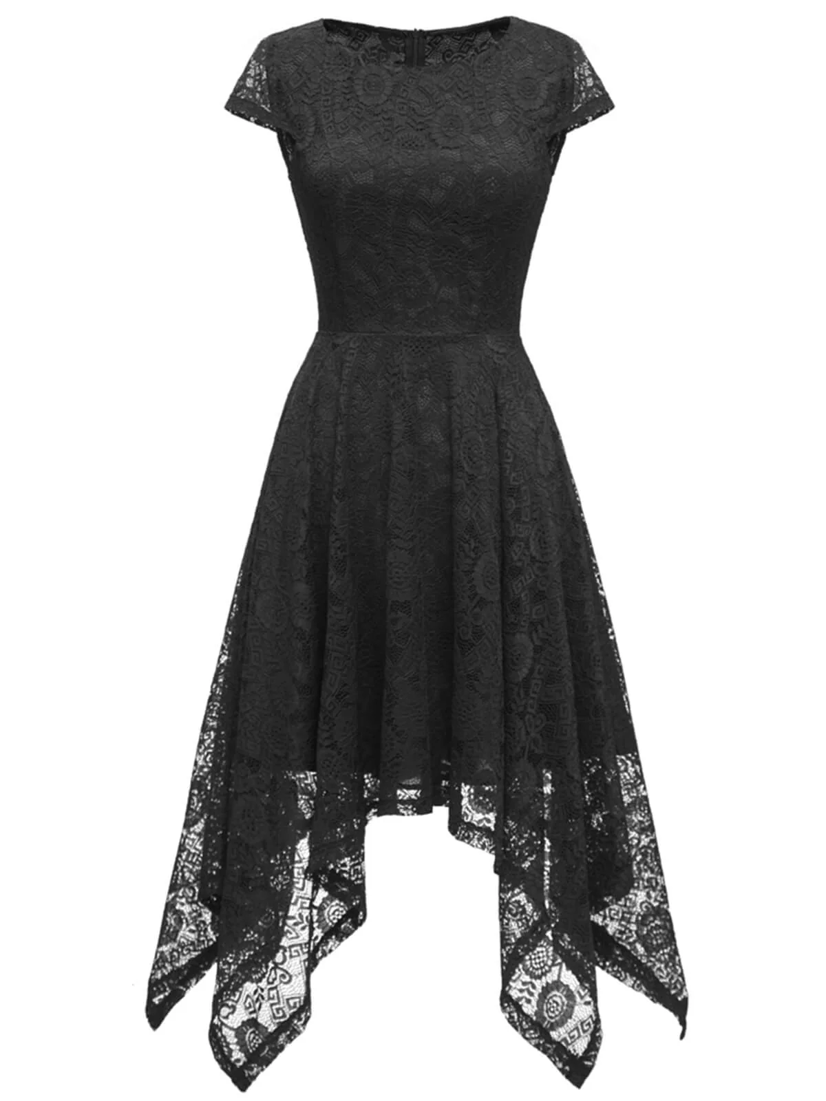 1940s Solid Irregular Hem Dress - Image 7
