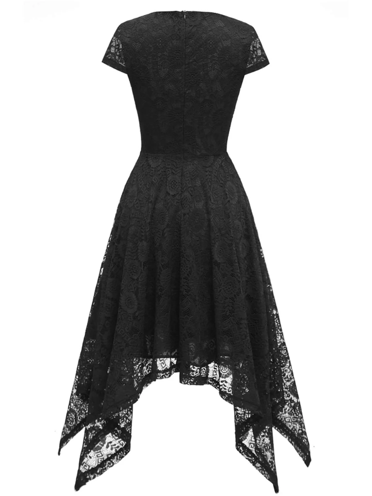 1940s Solid Irregular Hem Dress - Image 8