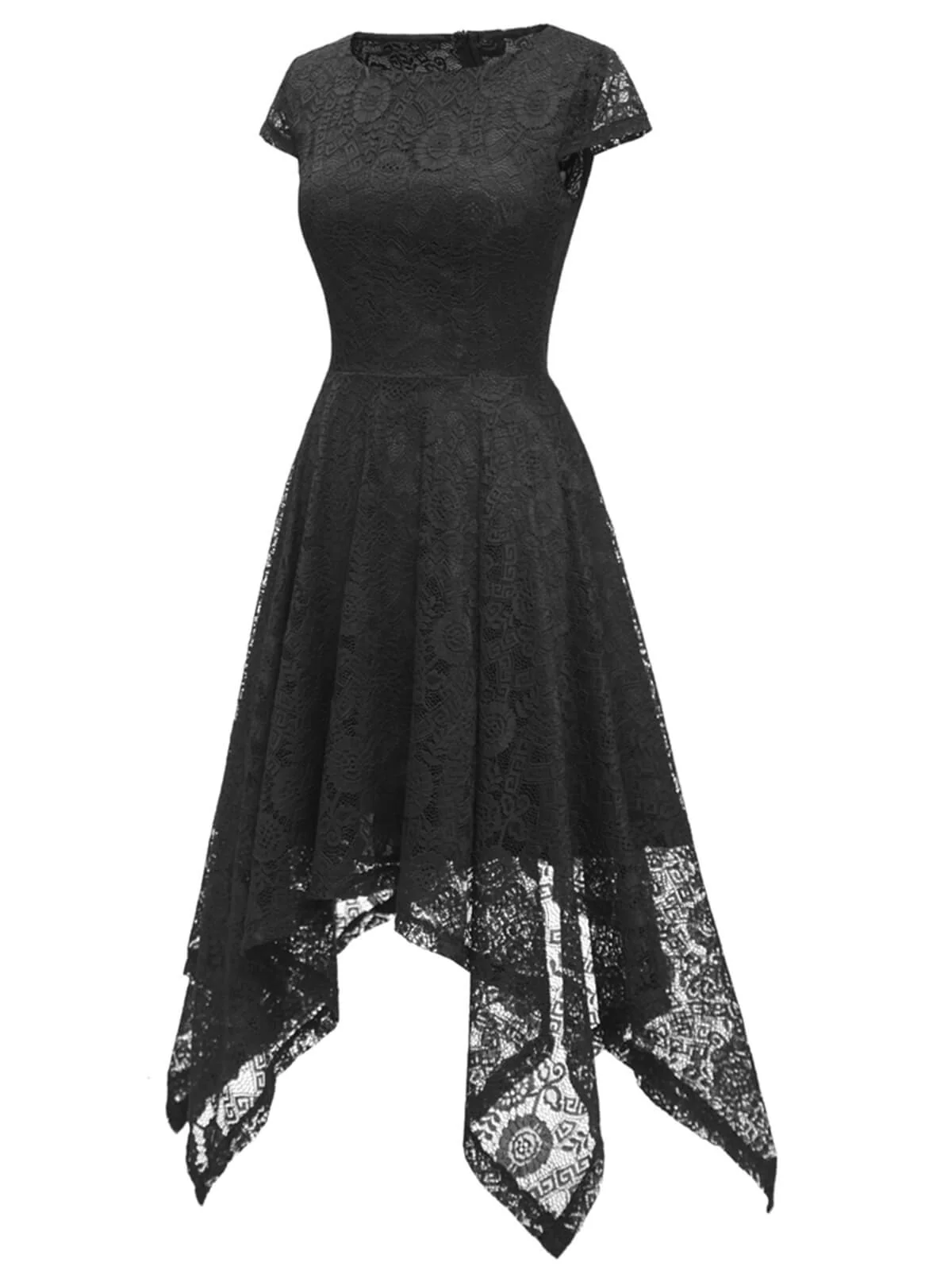 1940s Solid Irregular Hem Dress - Image 9