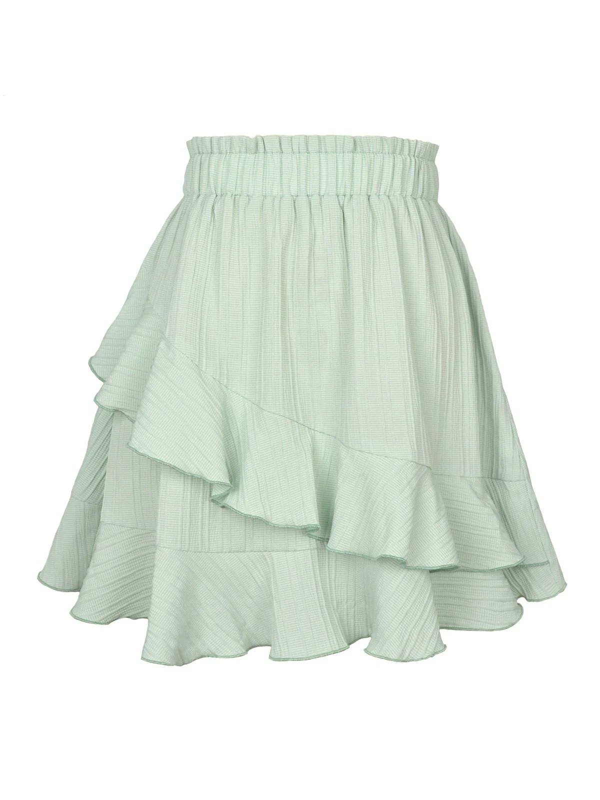 1940s Solid Irregular Ruffle Elastic Waist Skirt - Image 5