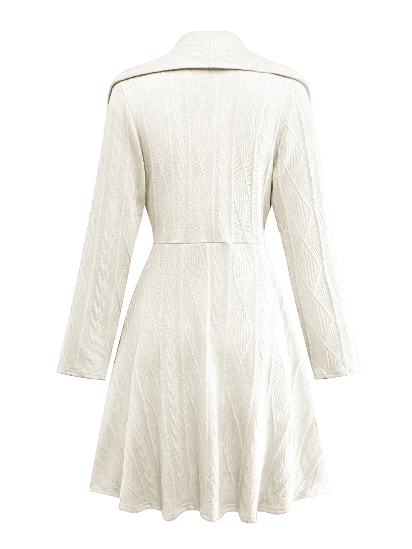 1940s Solid Knitted Big V-Neck Button Dress - Image 9