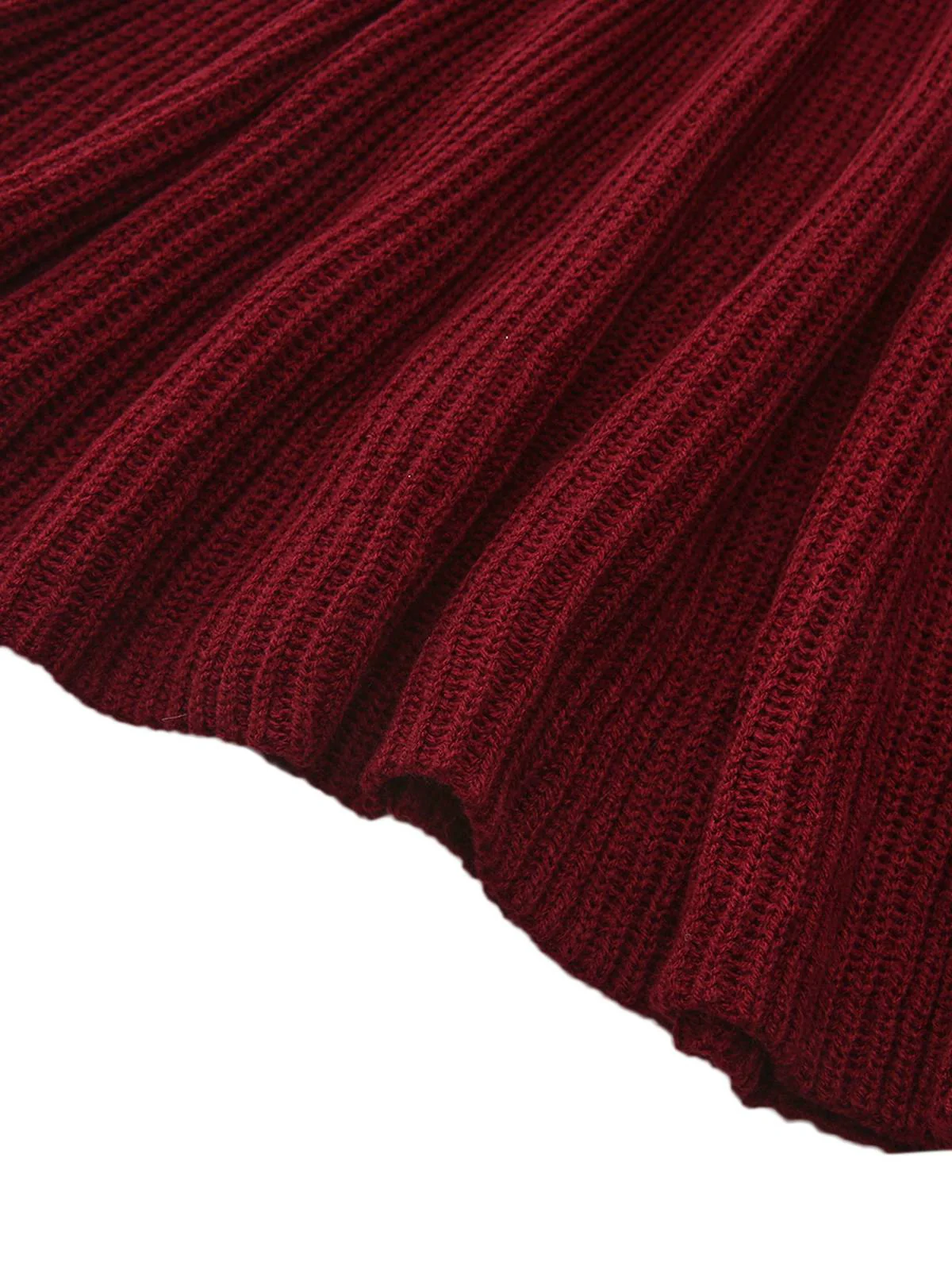 1940s Solid Knitted Lantern Sleeve Sweater Dress - Image 3