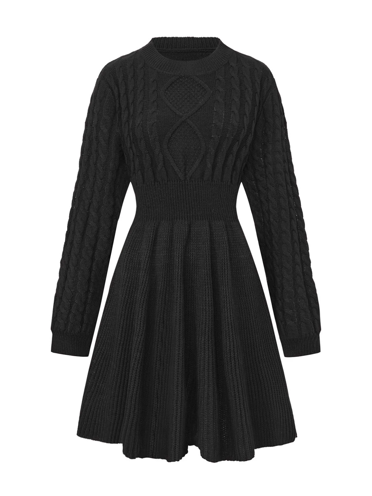 1940s Solid Knitted Lantern Sleeve Sweater Dress - Image 6