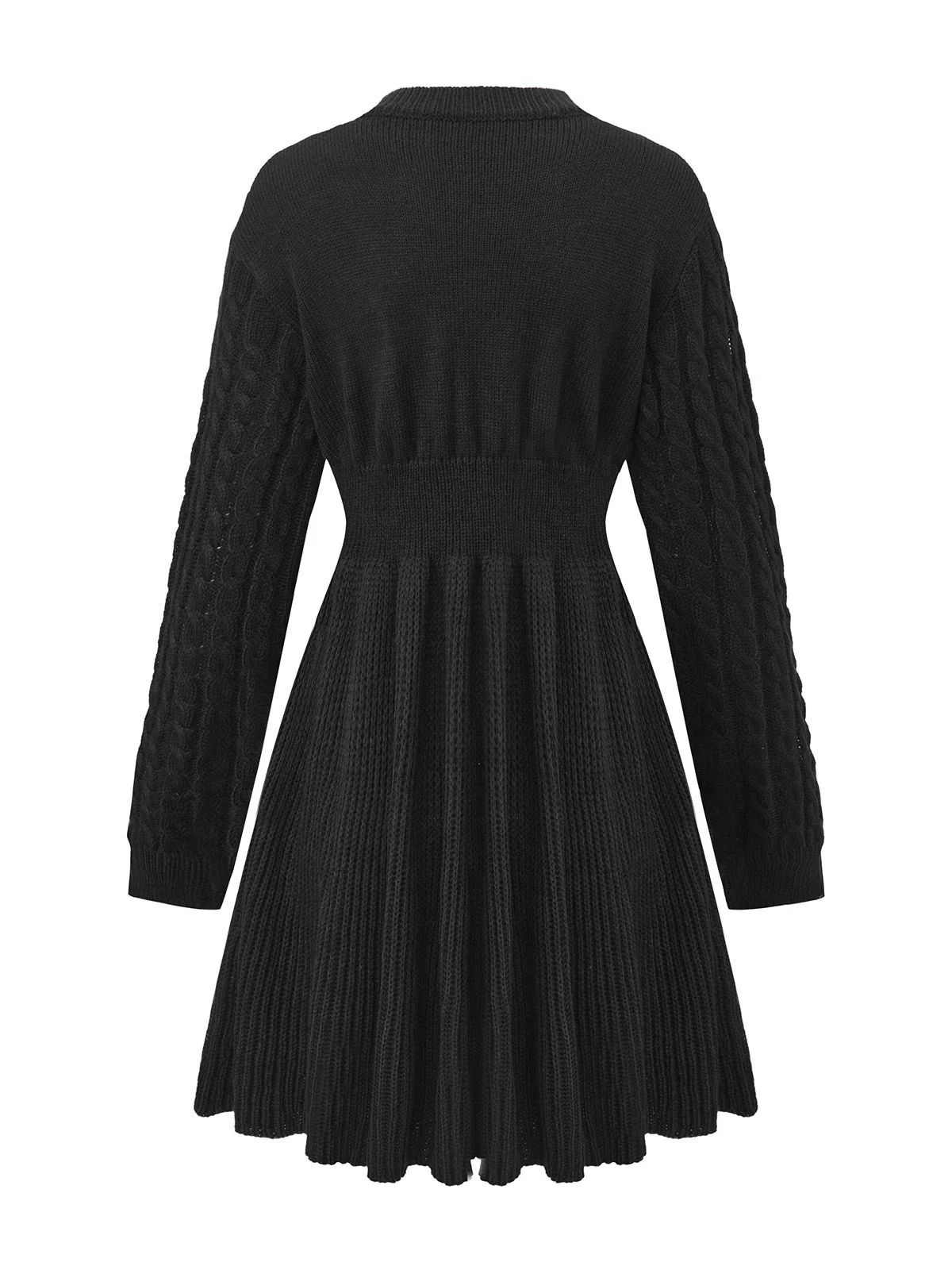 1940s Solid Knitted Lantern Sleeve Sweater Dress - Image 7