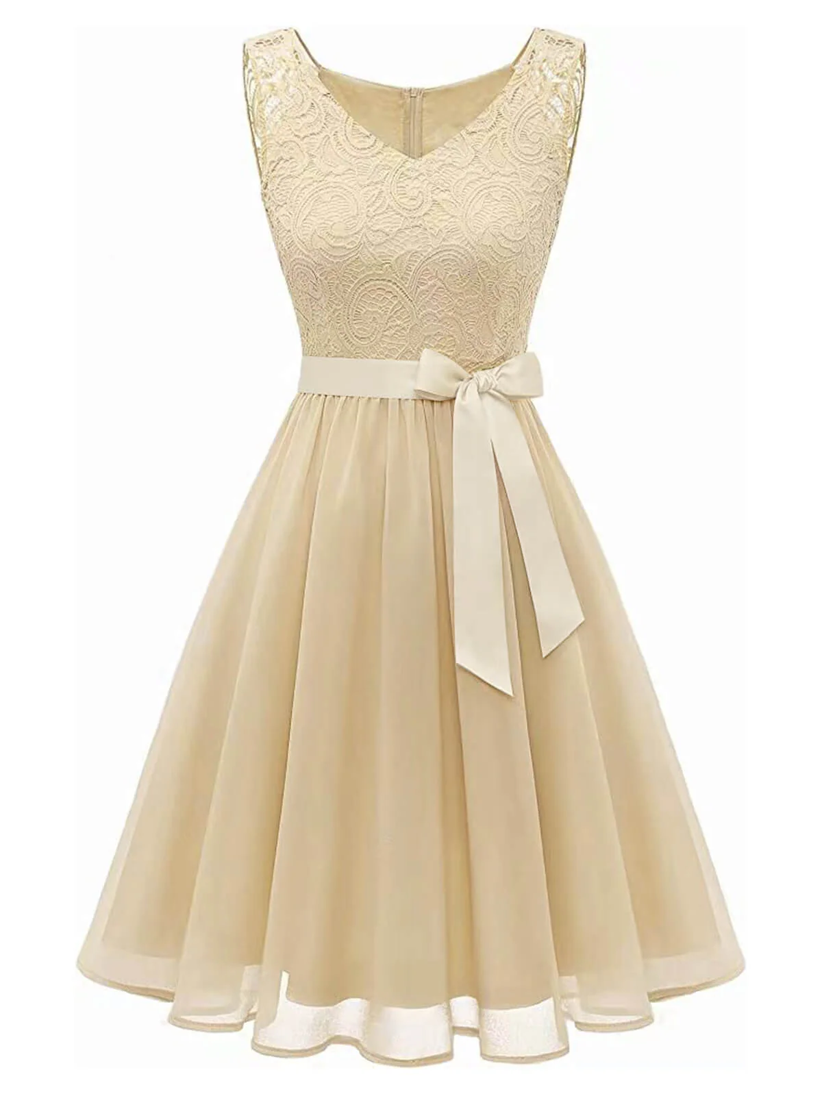 1940s Solid Lace Chiffon Patchwork Dress - Image 5