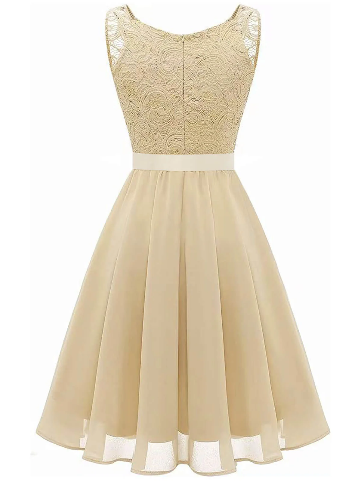 1940s Solid Lace Chiffon Patchwork Dress - Image 6
