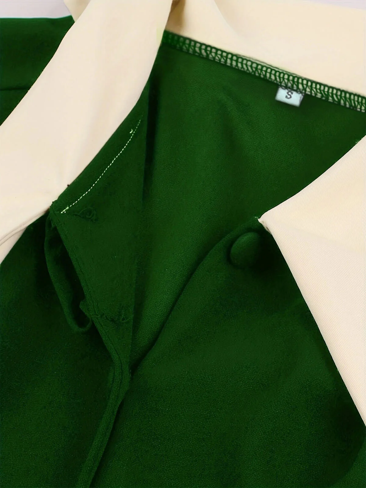 1940s Color Contrast Button Lapel Bow Dress - Image 3