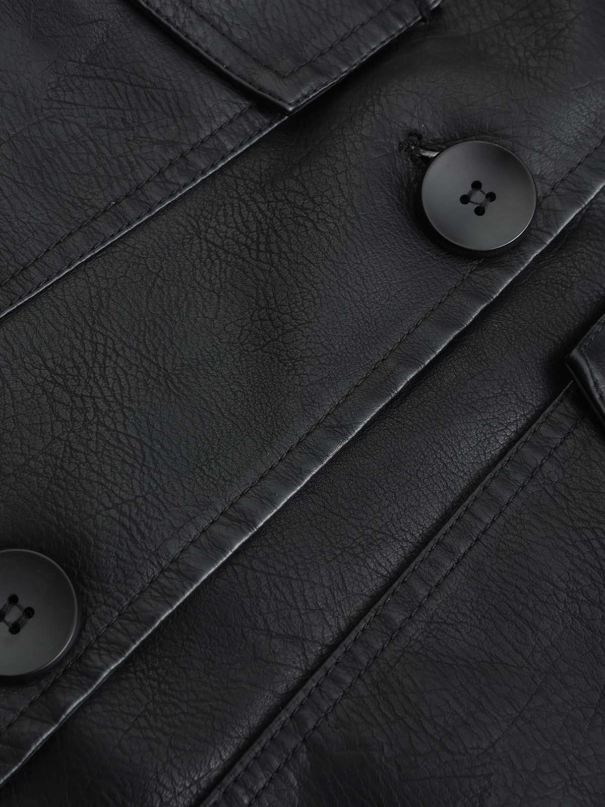1940s Solid Lapel Leather Trench Coat - Image 11