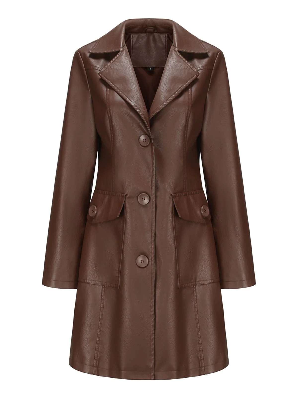 1940s Solid Lapel Leather Trench Coat - Image 13