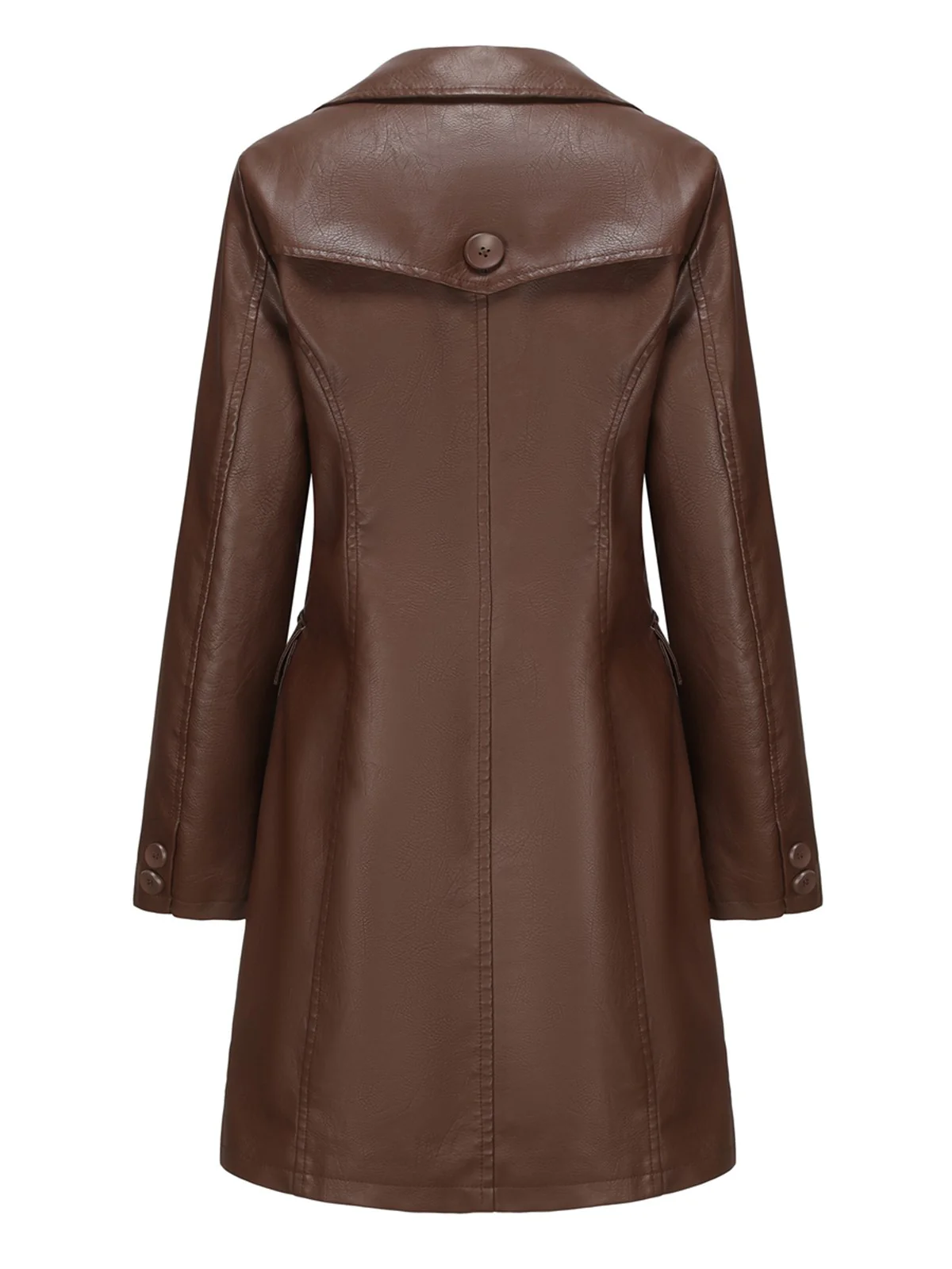 1940s Solid Lapel Leather Trench Coat - Image 15