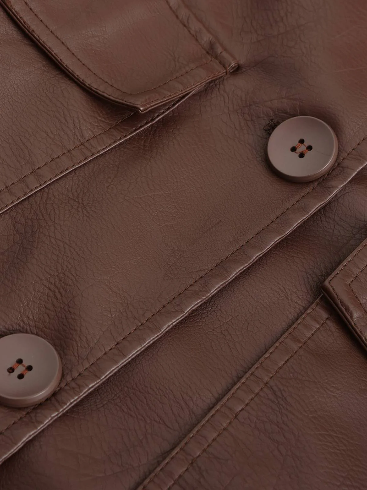 1940s Solid Lapel Leather Trench Coat - Image 17
