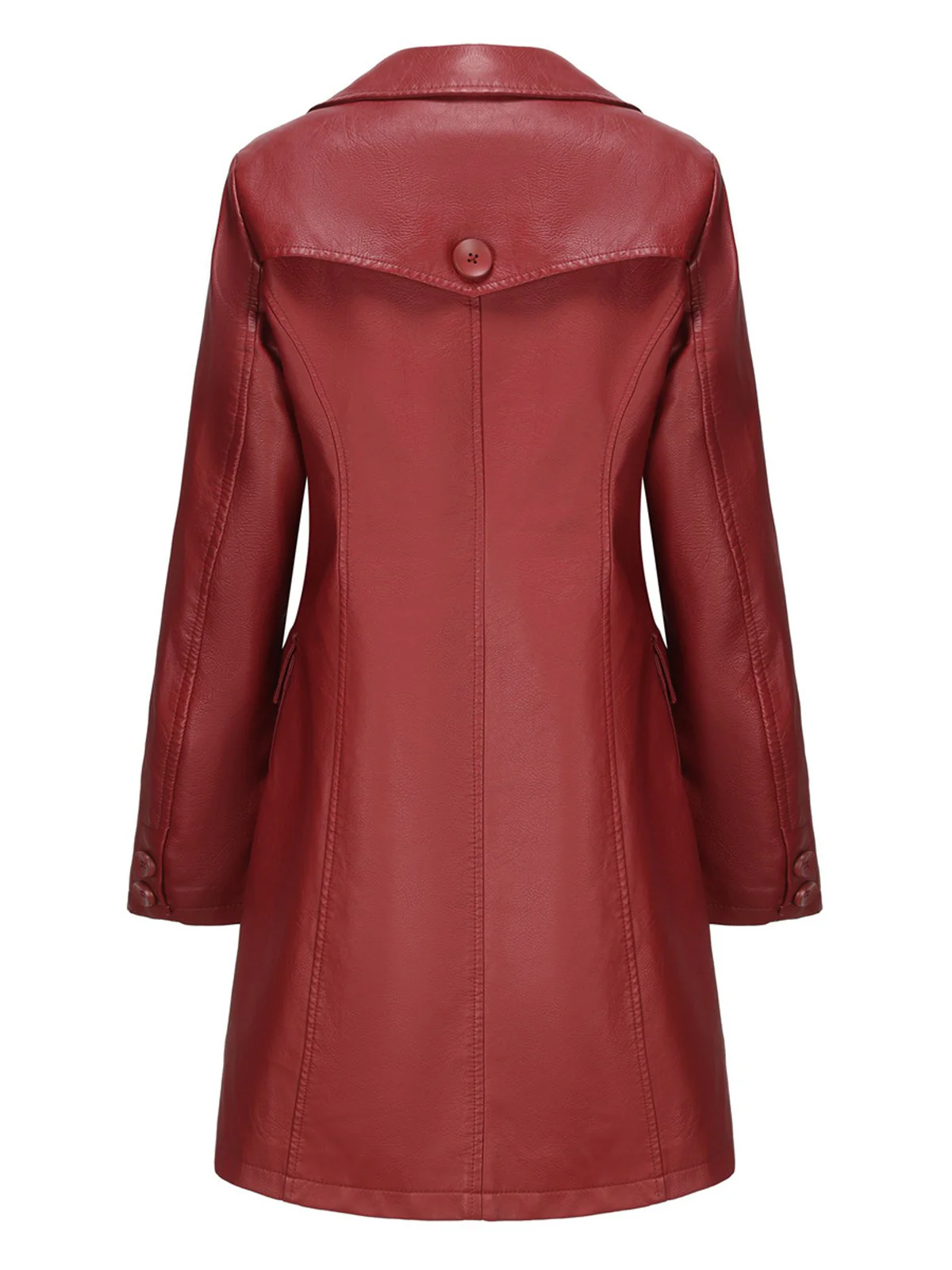 1940s Solid Lapel Leather Trench Coat - Image 3