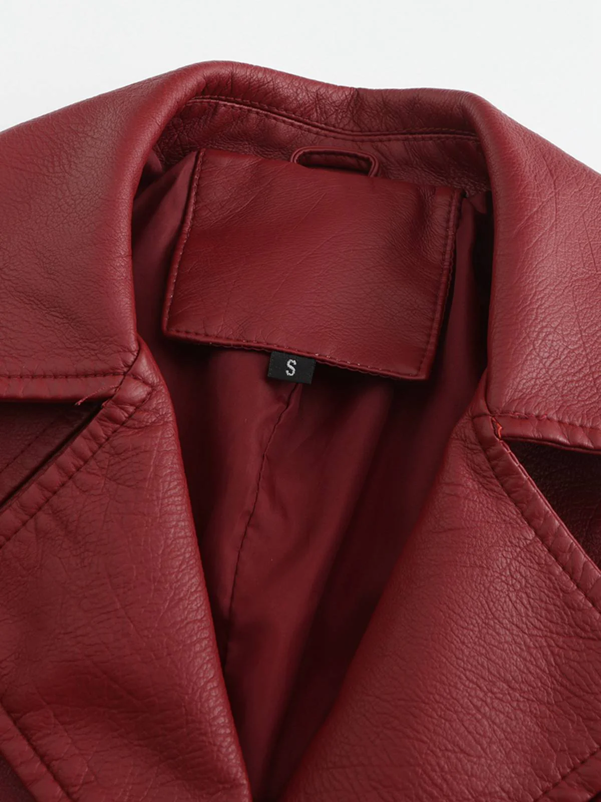 1940s Solid Lapel Leather Trench Coat - Image 4