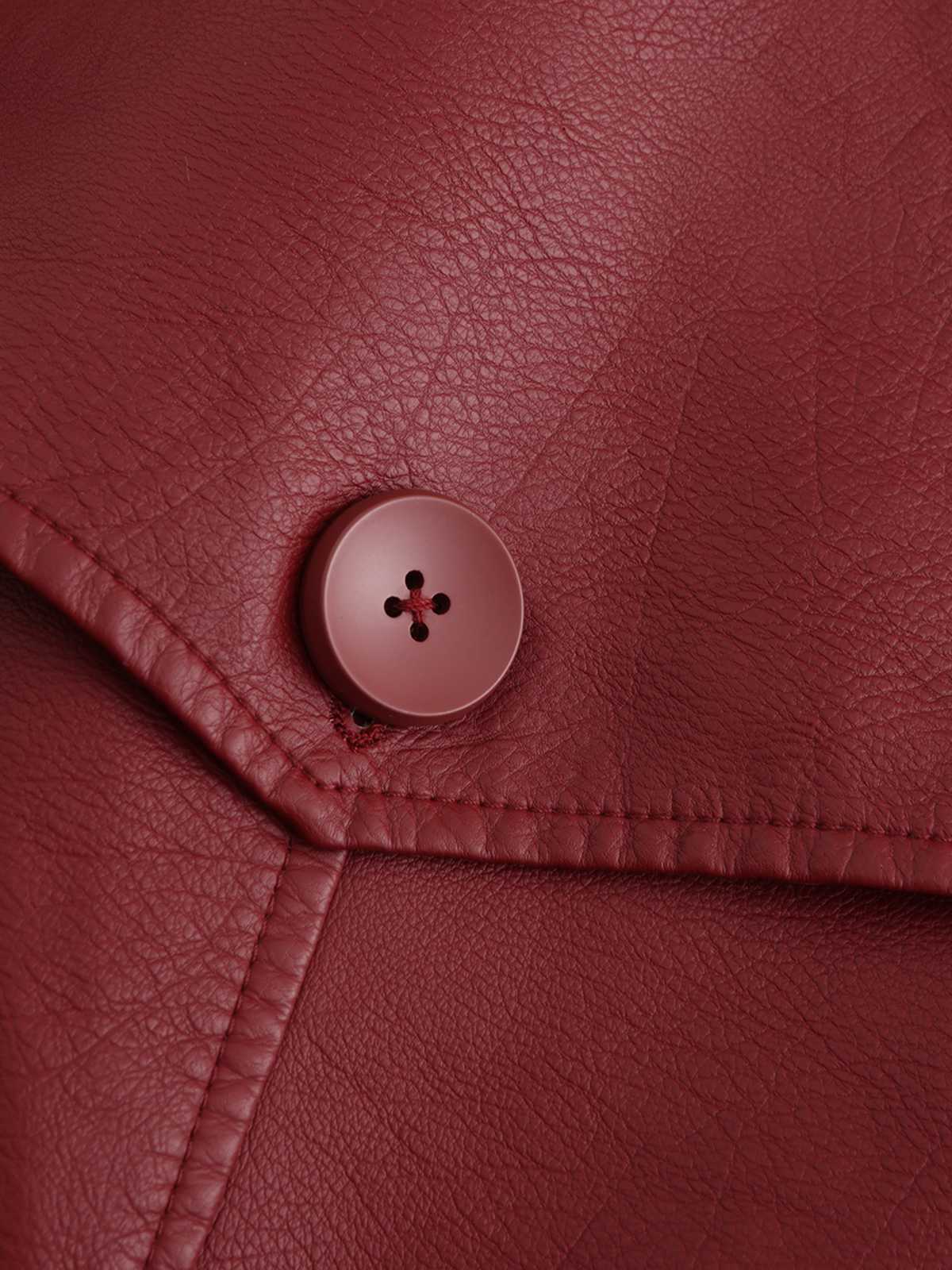 1940s Solid Lapel Leather Trench Coat - Image 5
