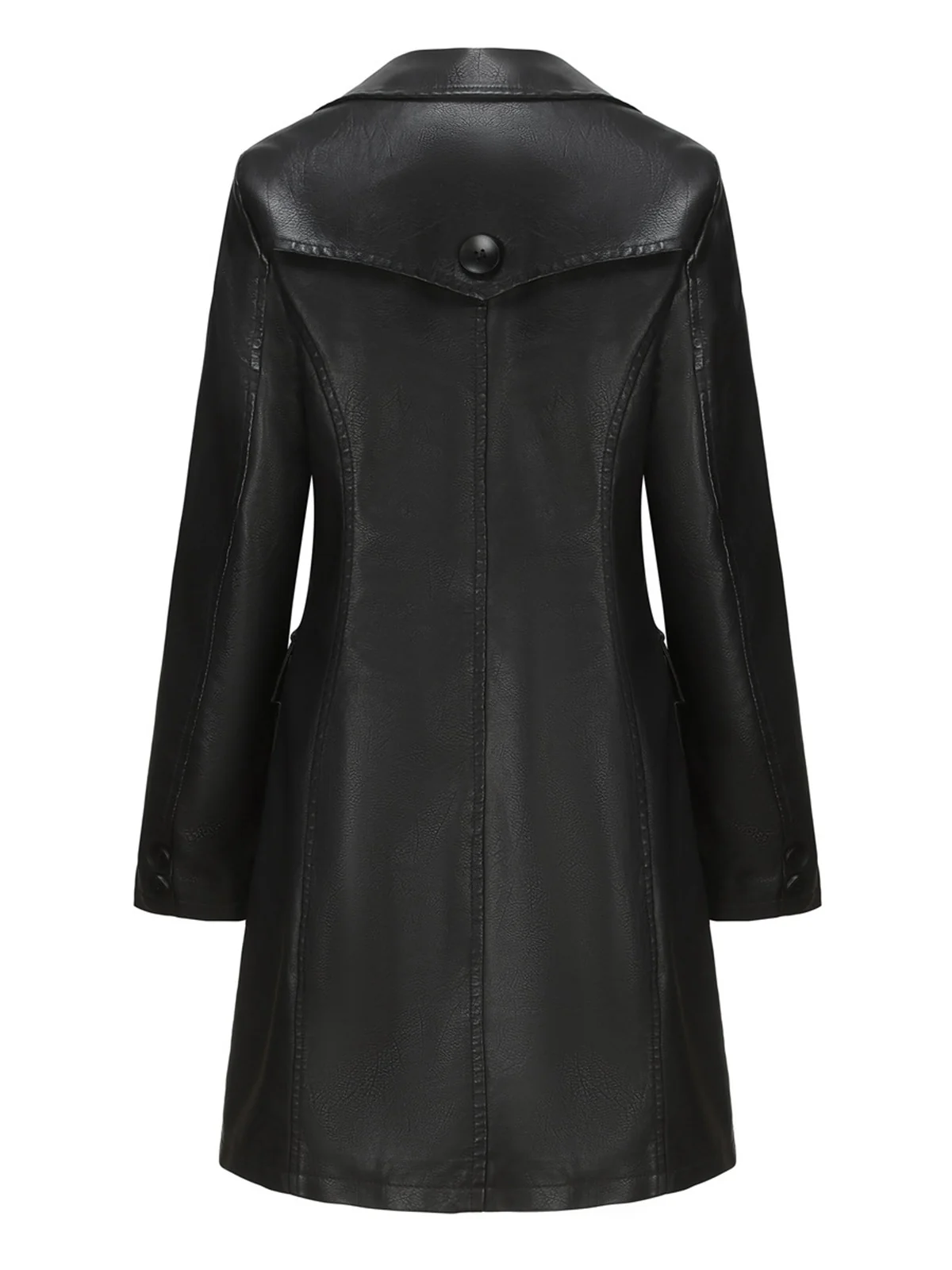1940s Solid Lapel Leather Trench Coat - Image 8
