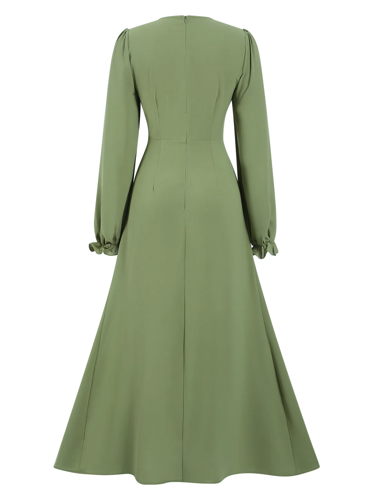 1940s Solid Long sleeve A-line Dress - Image 2