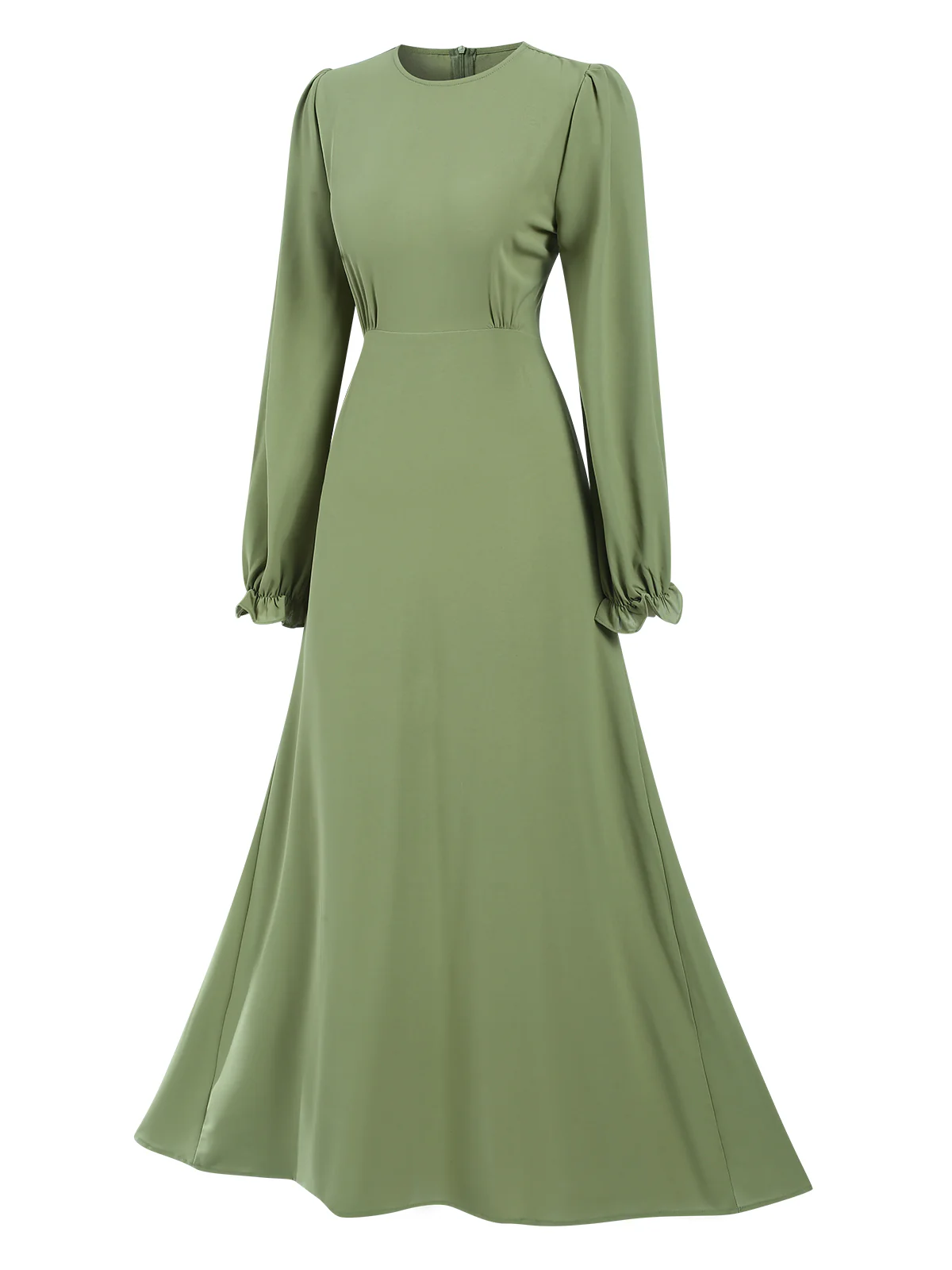 1940s Solid Long sleeve A-line Dress - Image 3