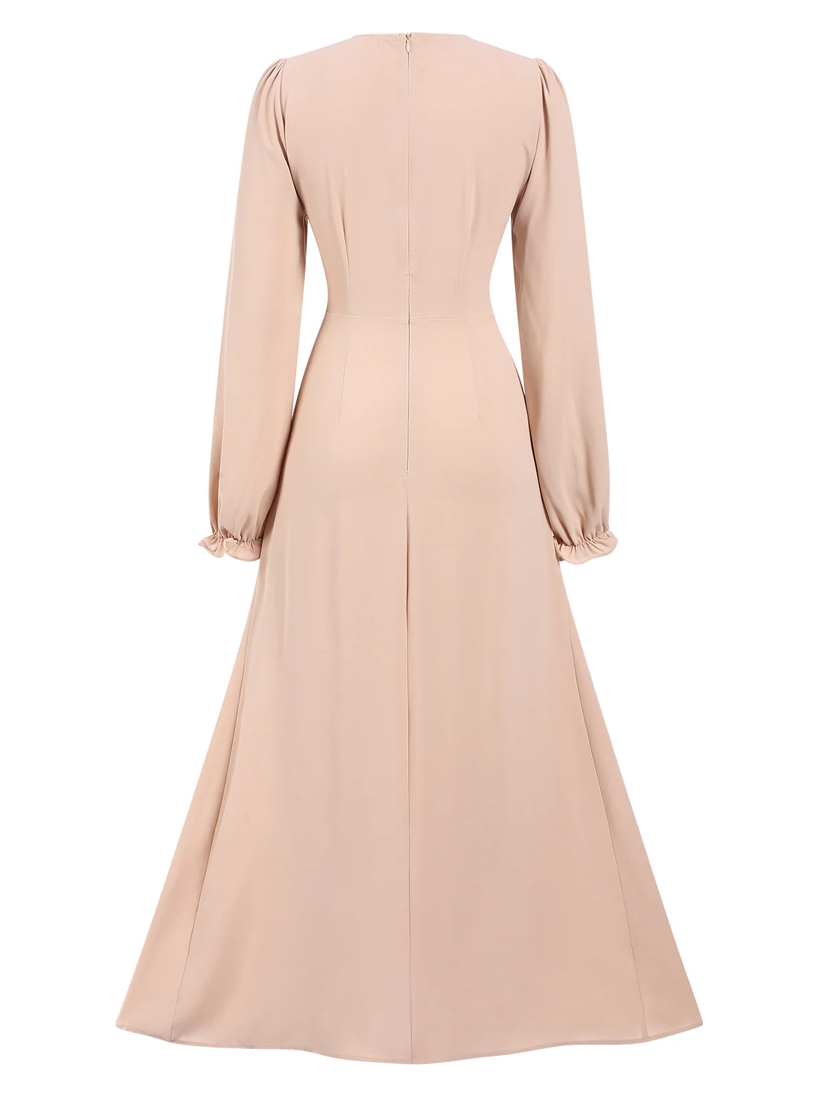 1940s Solid Long sleeve A-line Dress - Image 6