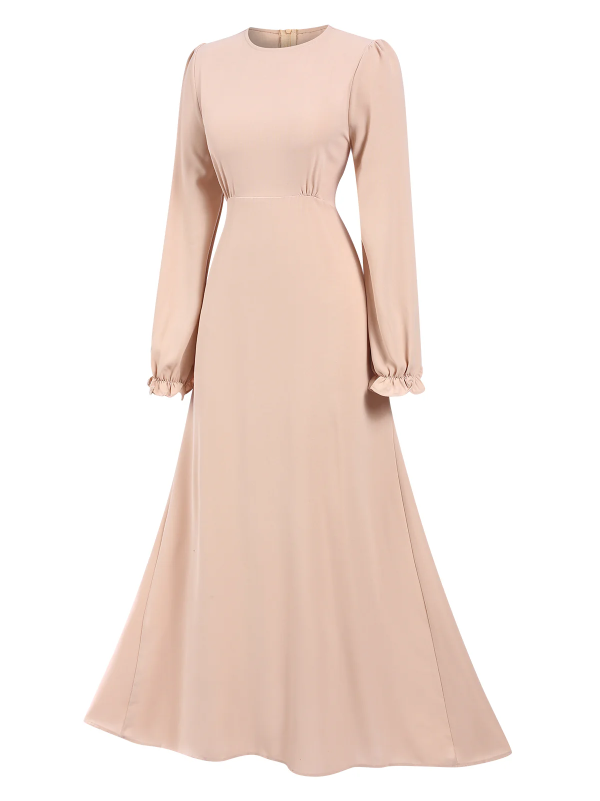 1940s Solid Long sleeve A-line Dress - Image 7