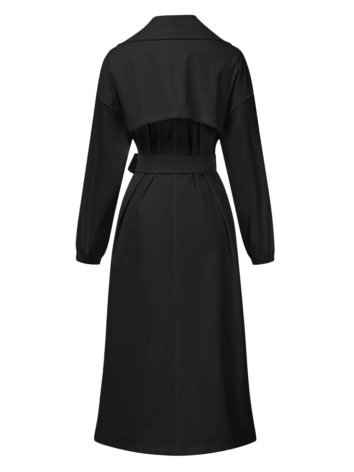 1940s Solid Notched Collar Belted Long Coat - Image 2