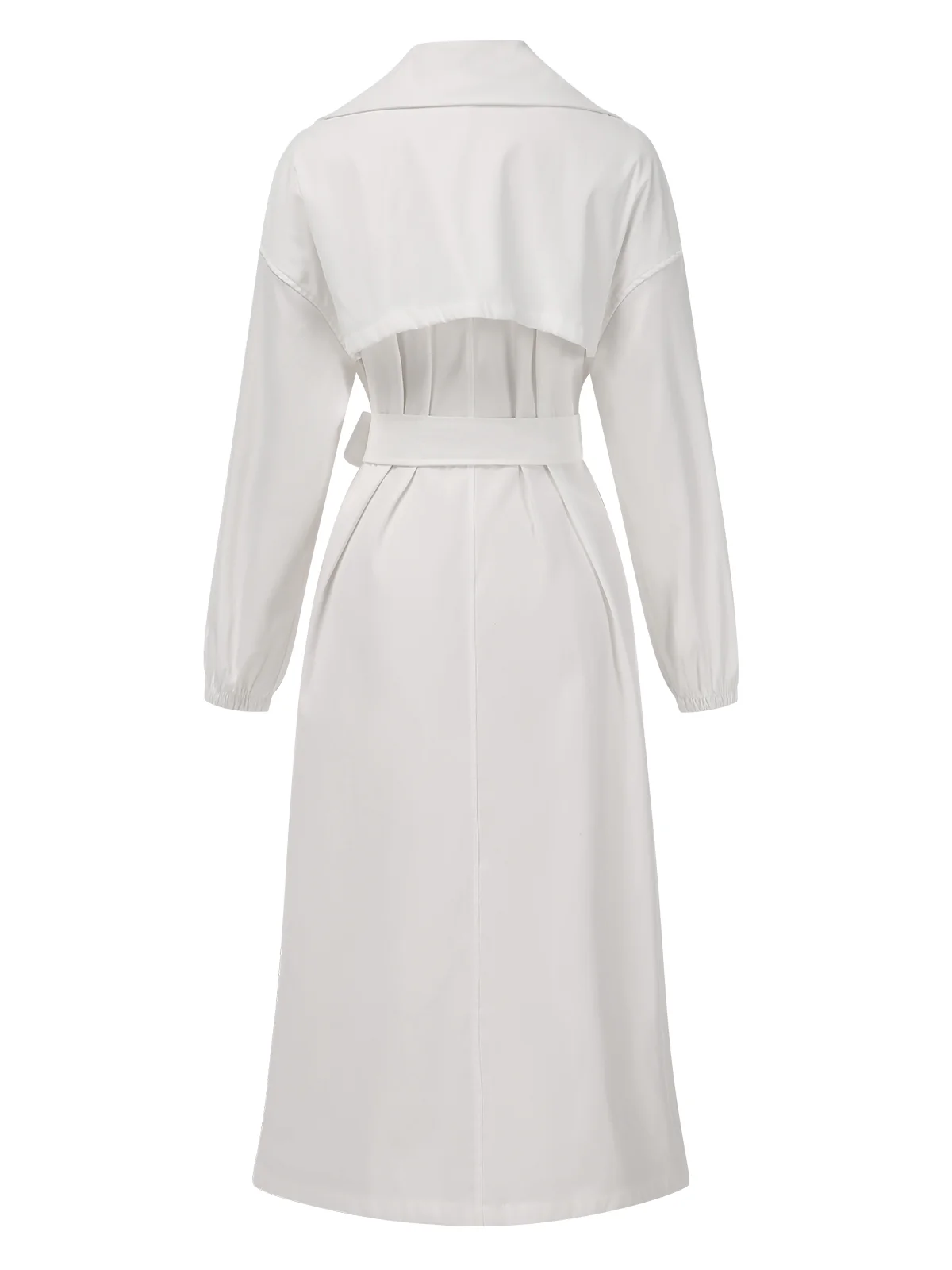 1940s Solid Notched Collar Belted Long Coat - Image 4