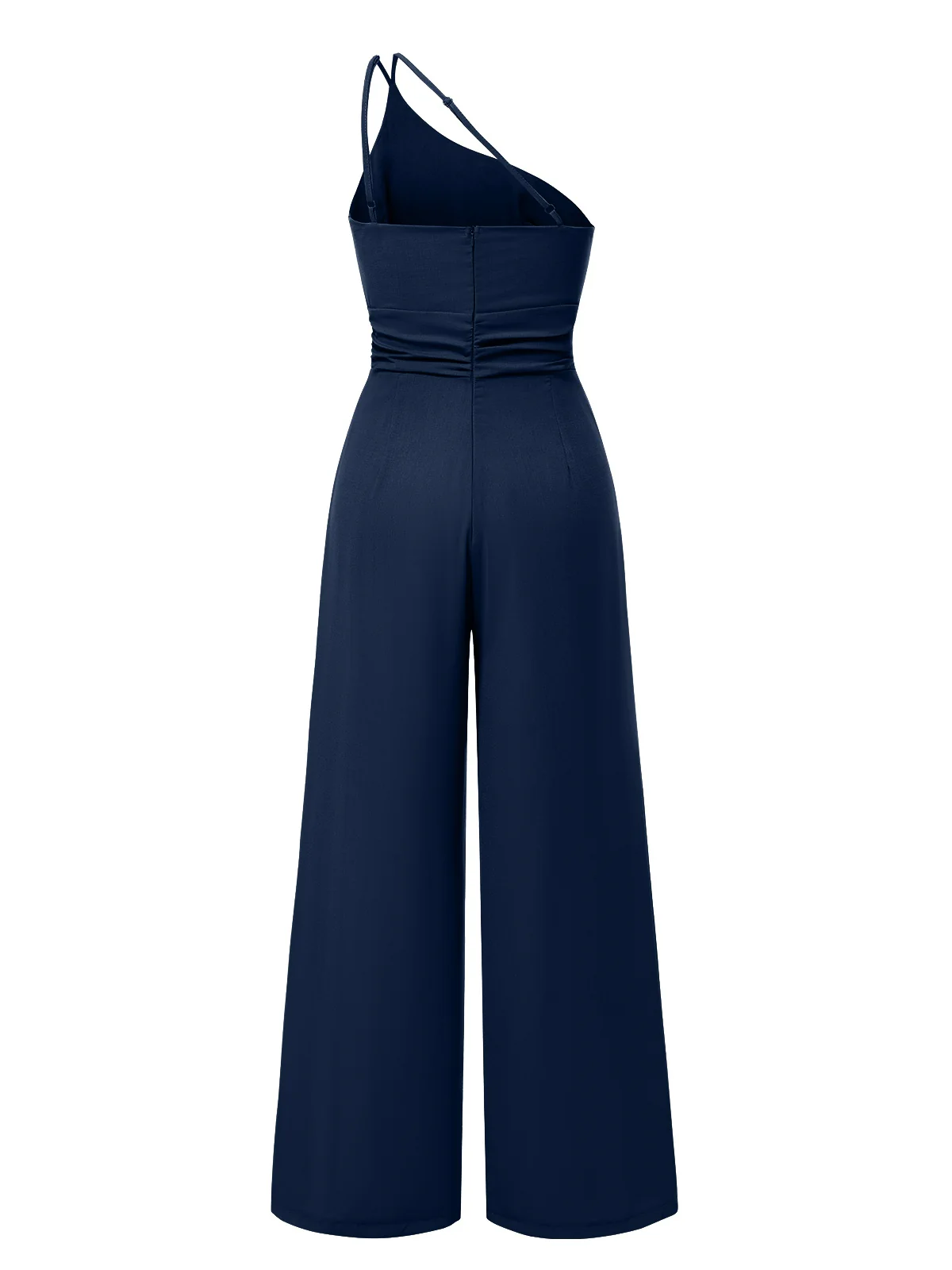 1940s Solid One-Shoulder Suspender Loose Wide-Leg Jumpsuit - Image 7