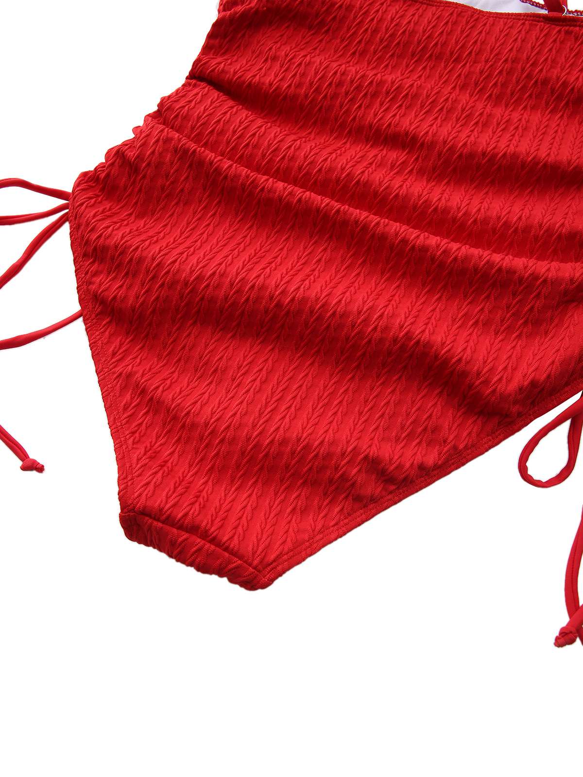 1940s Solid Ruched Spaghetti Strap One-Piece Swimsuit - Image 6