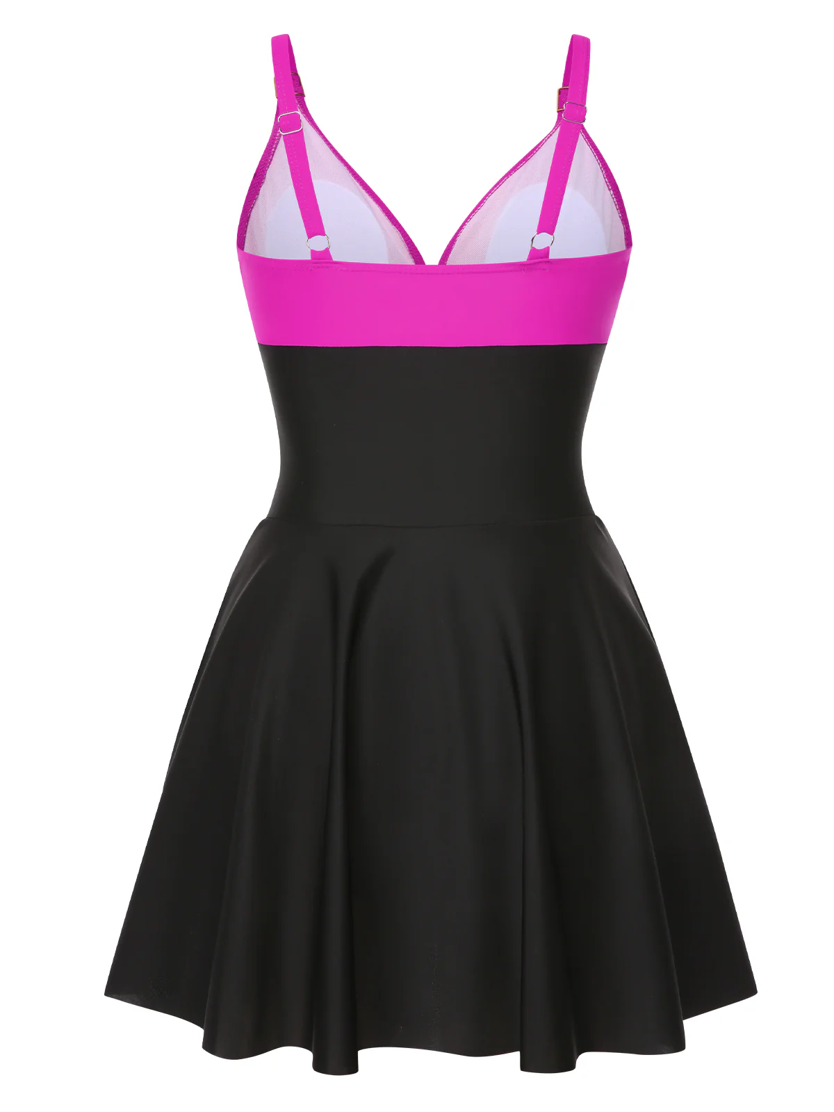 1940s Solid Ruffle Patchwork Twist Swimdress - Image 3