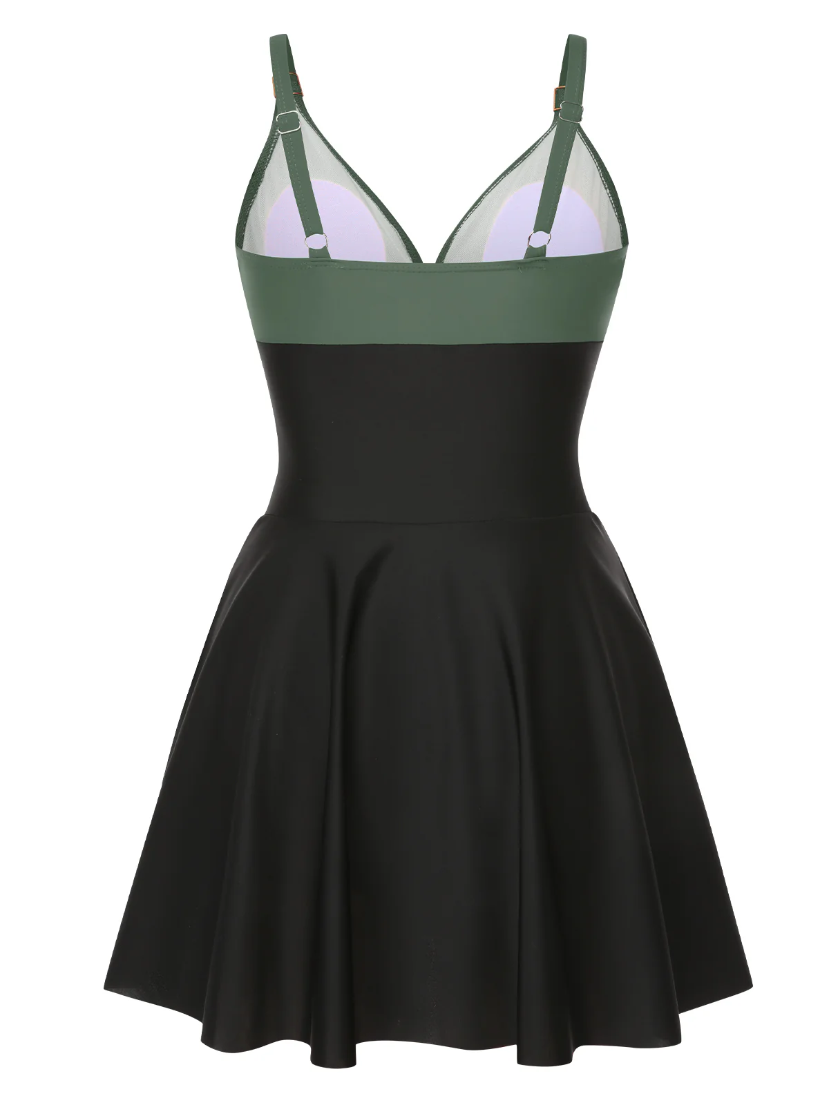 1940s Solid Ruffle Patchwork Twist Swimdress - Image 6