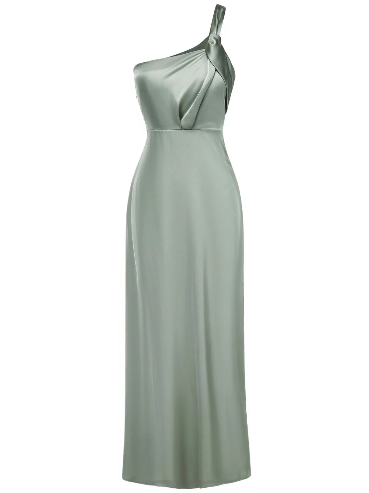 1940s Solid Satin One-Shoulder Dress - Image 4