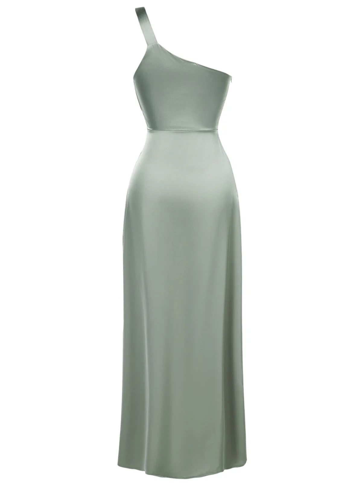 1940s Solid Satin One-Shoulder Dress - Image 5