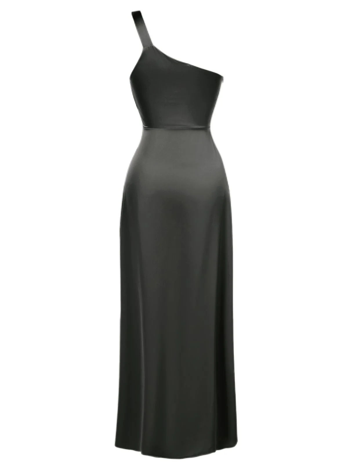 1940s Solid Satin One-Shoulder Dress - Image 2