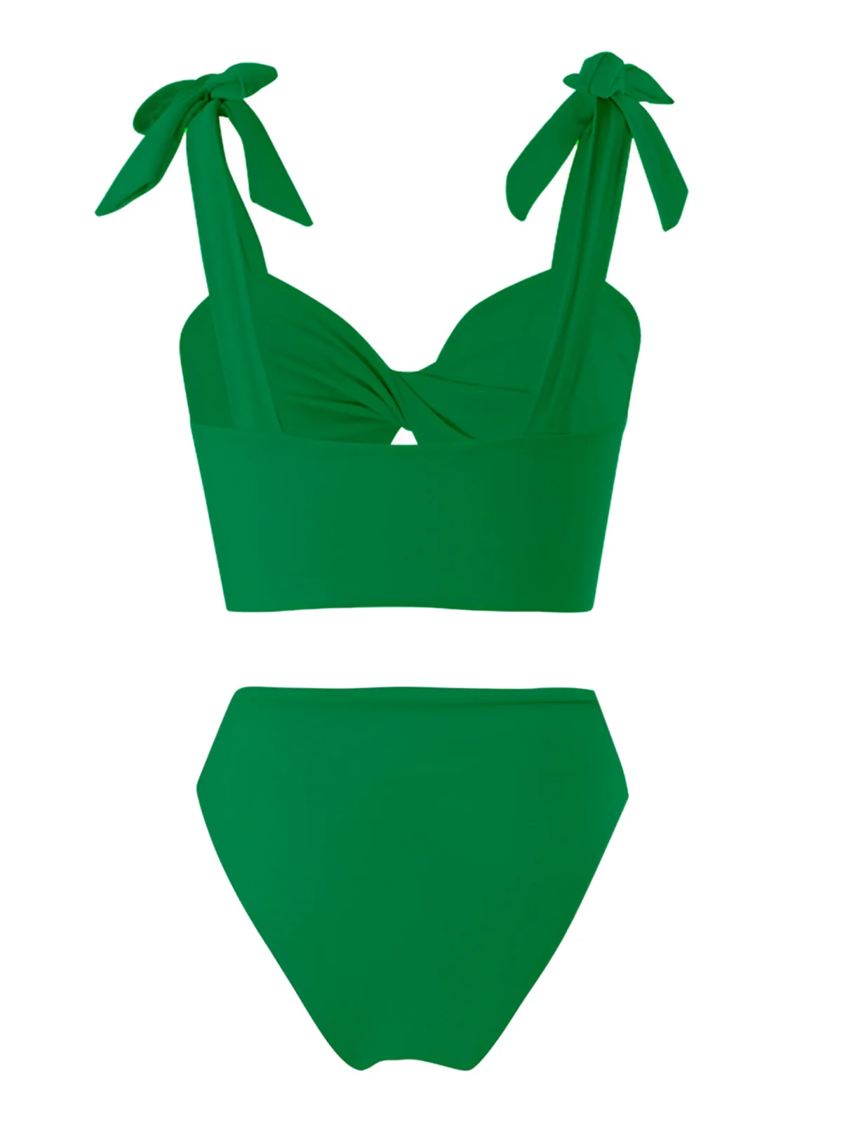 1940s Solid Shoulder Tie Hollow Swimsuit & Cove-Up - Image 10