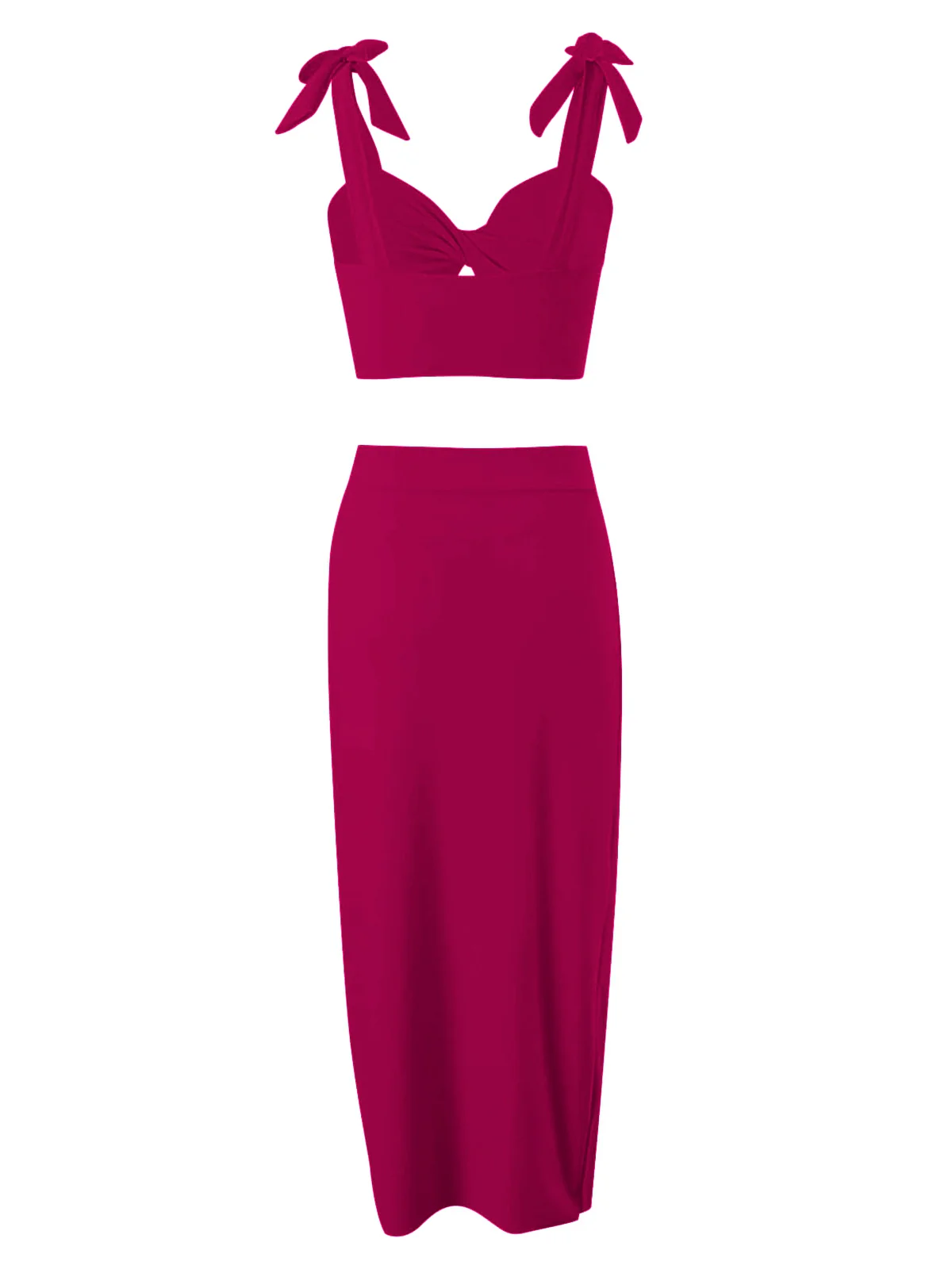 1940s Solid Shoulder Tie Hollow Swimsuit & Cove-Up - Image 3