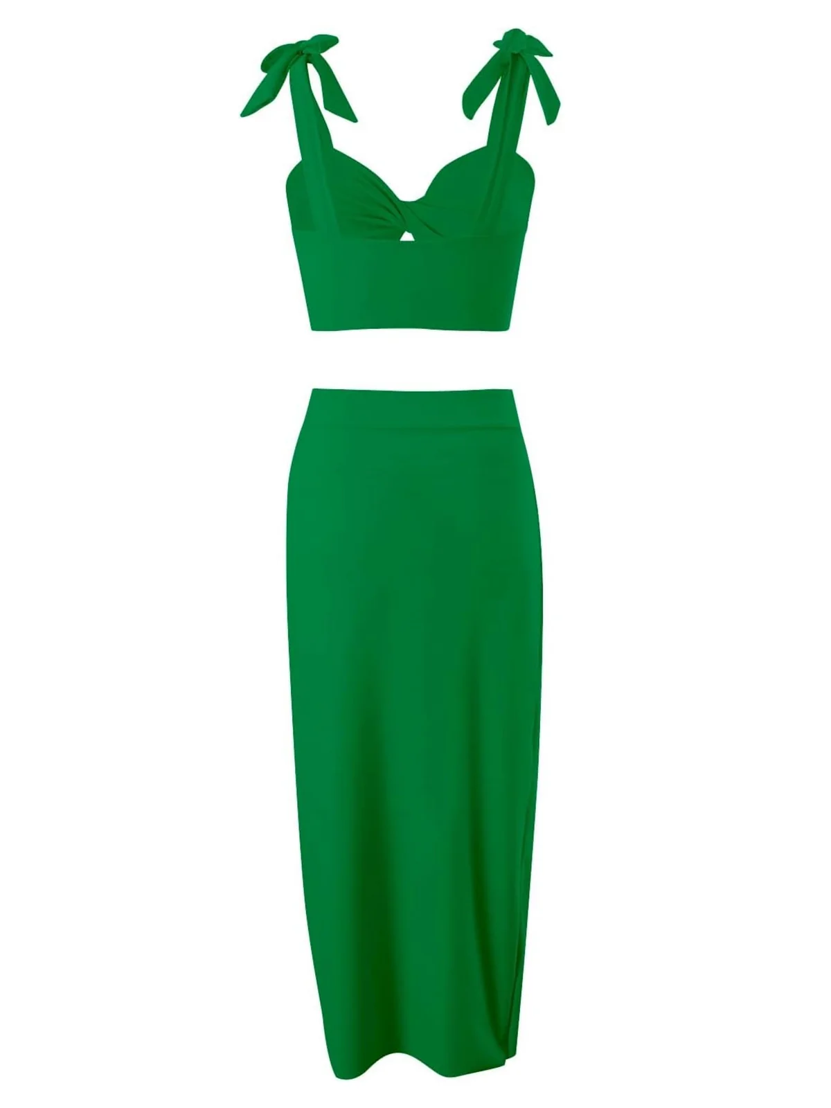 1940s Solid Shoulder Tie Hollow Swimsuit & Cove-Up - Image 7