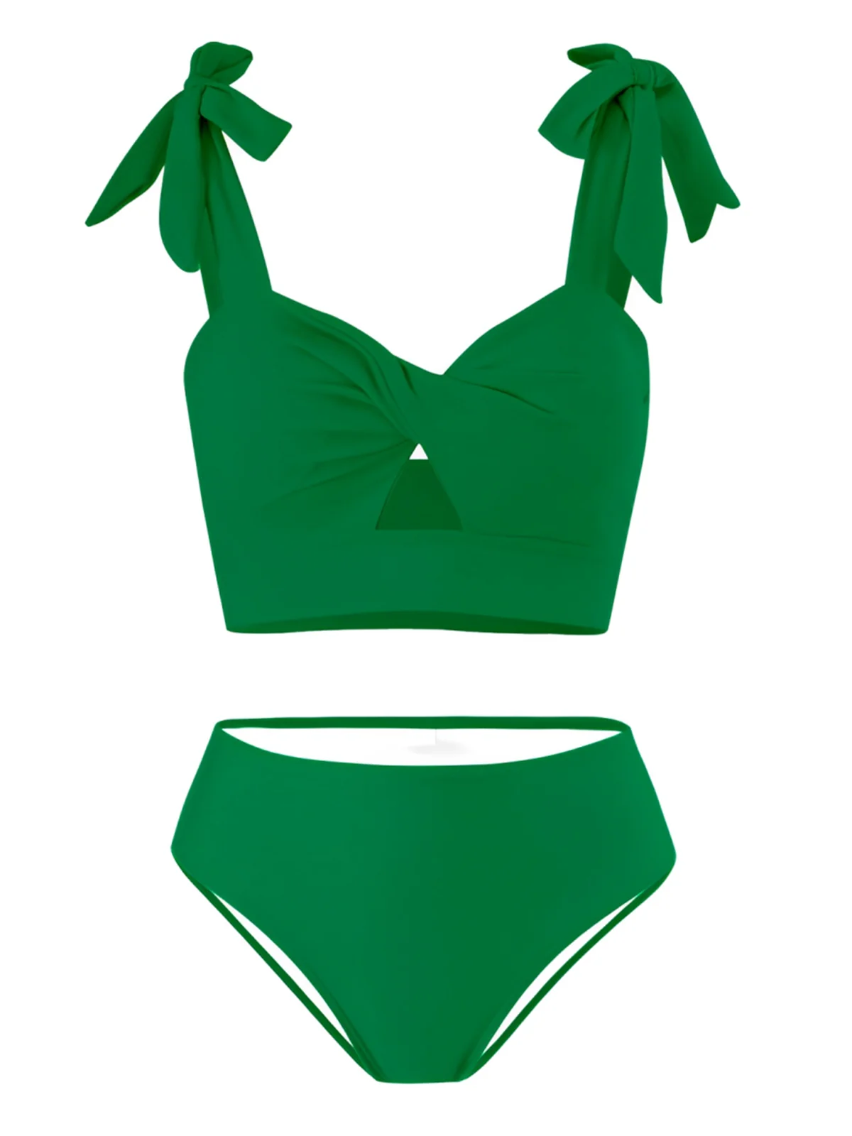 1940s Solid Shoulder Tie Hollow Swimsuit & Cove-Up - Image 9