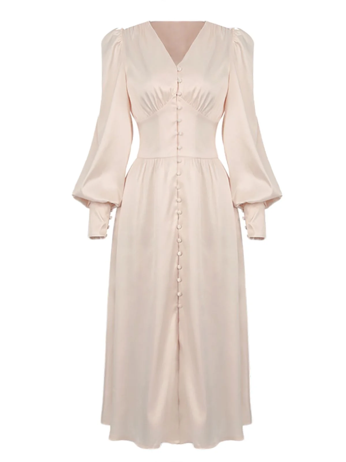 1940s Solid Silk Buttoned Tea Dress - Image 2